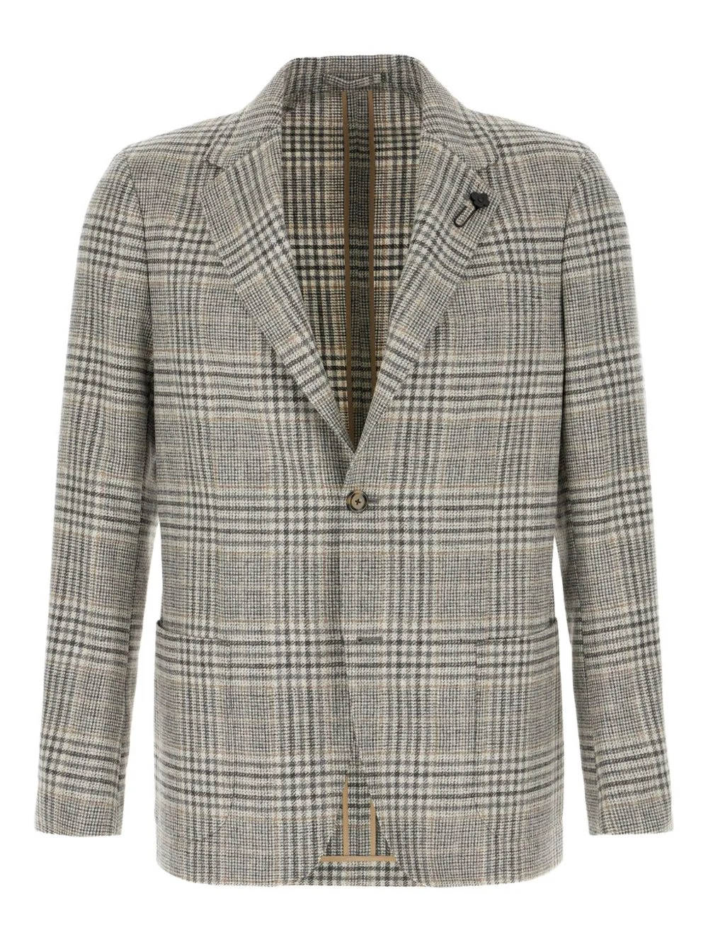 checked-pattern single-button blazer - 1