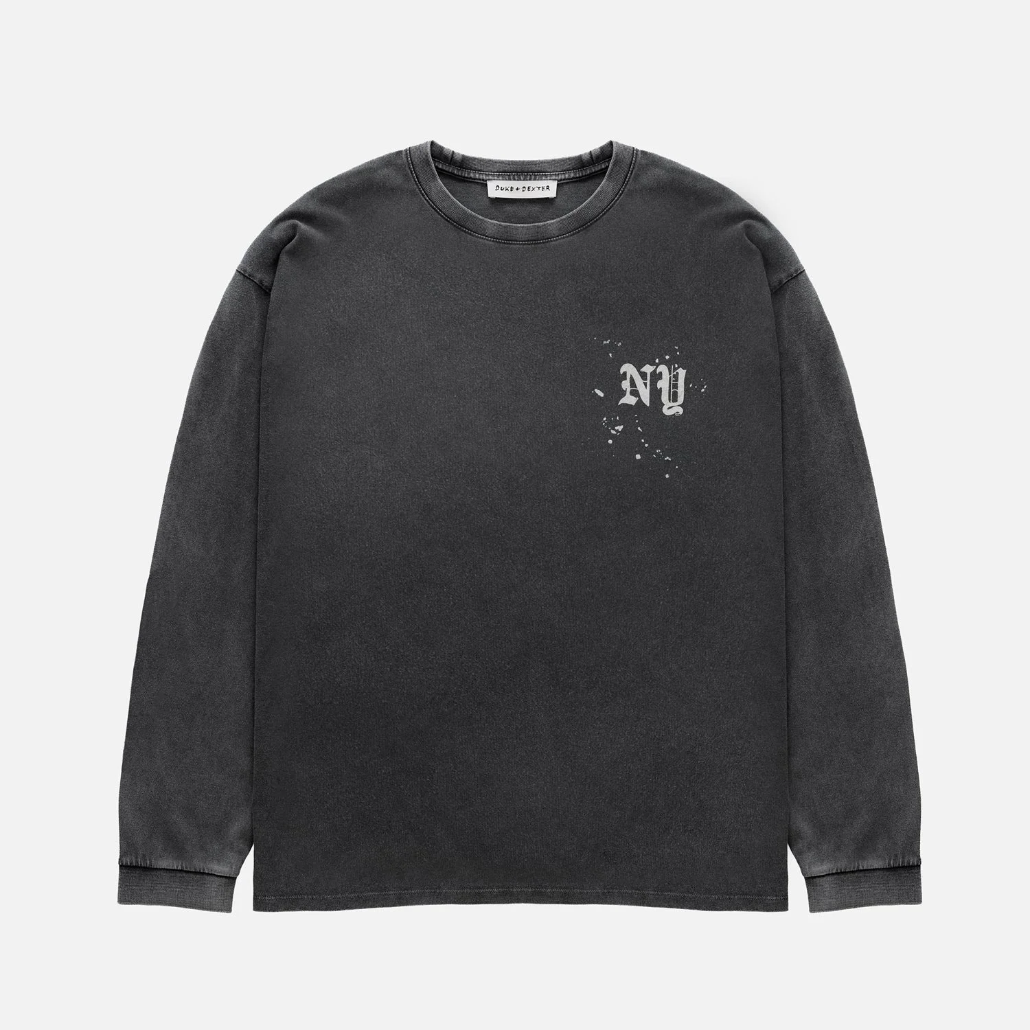 NY Paint Splatter Washed Grey Long Sleeve Top - 1