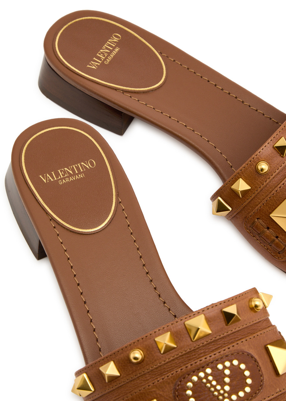 Valentino Plaster Caster Embellished Leather Sliders - 4