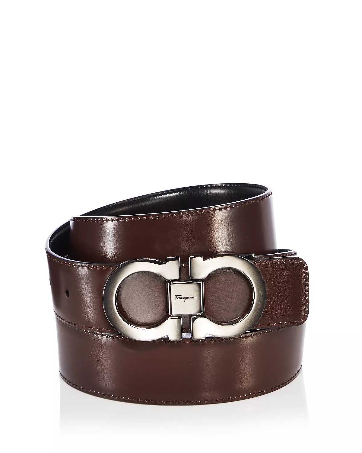 Men's Double Gancini Buckle Reversible Leather Belt - 2