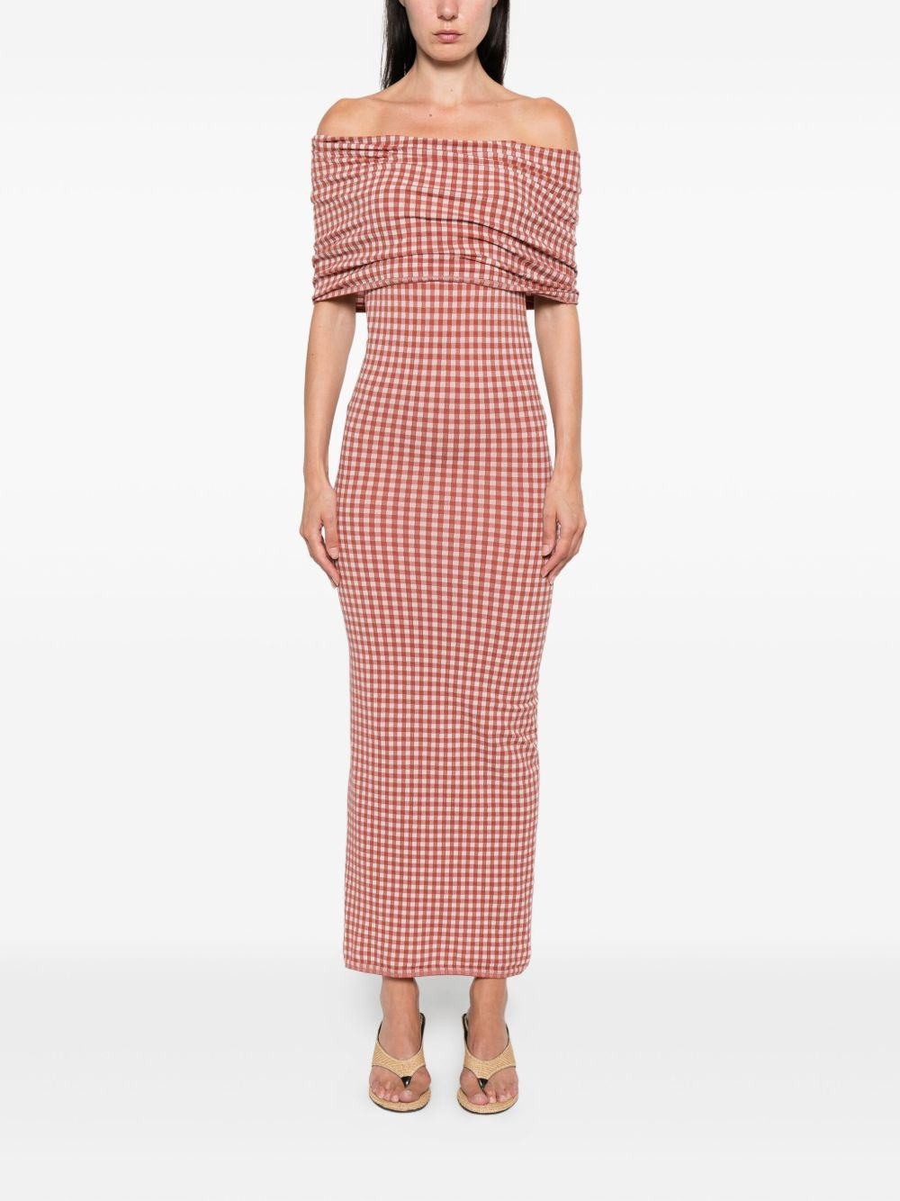 gingham knit maxi dress - 2