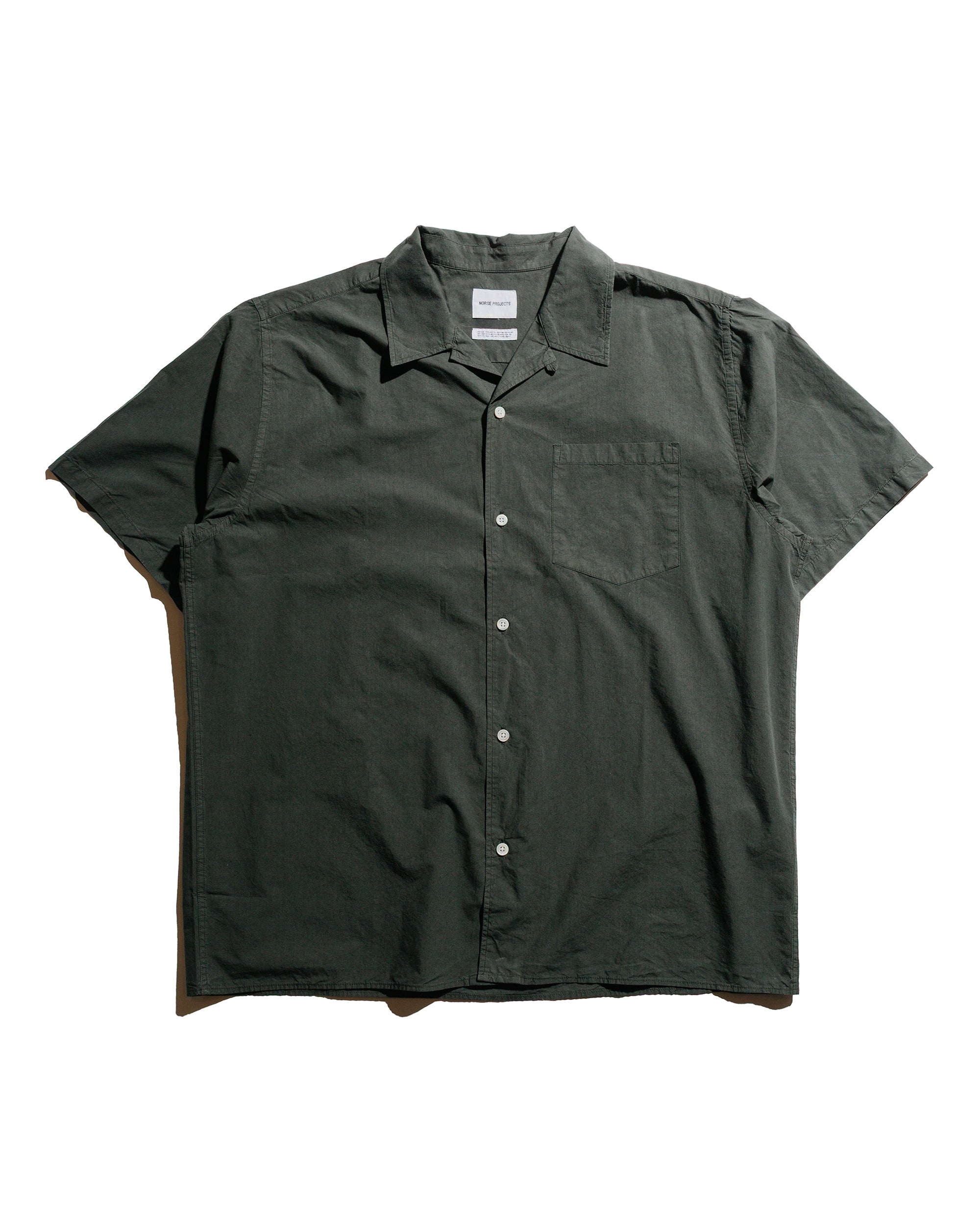 Carsten Cotton Tencel Shirt Black Olive - 1