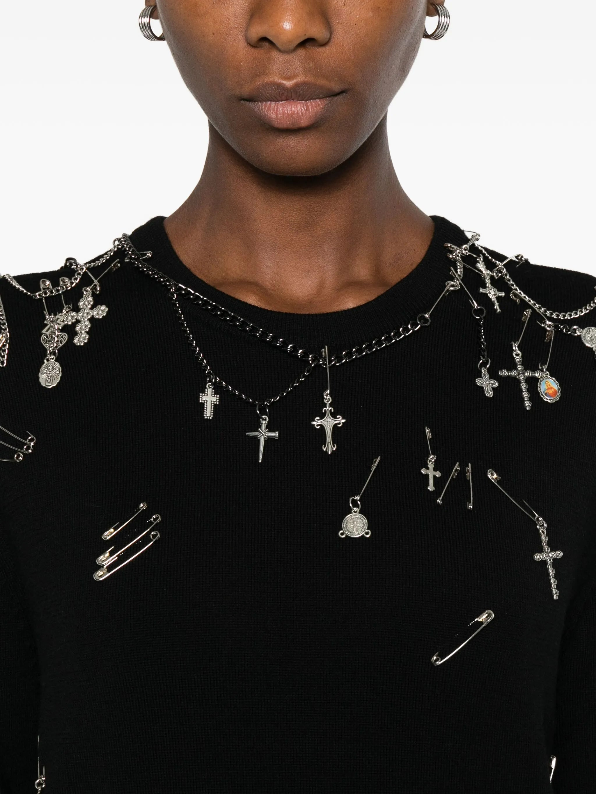 R13 R13 CREWNECK TOP TWINKETS EMBELLISHED - 5