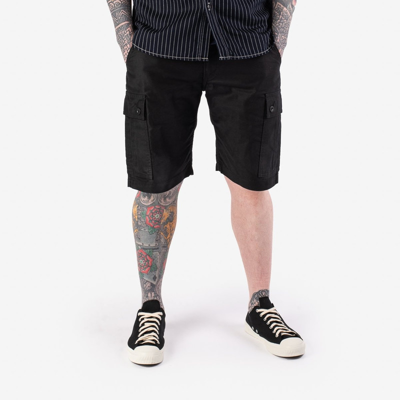 Iron Heart 7.4oz Cotton Whipcord Camp Shorts - Black outlook