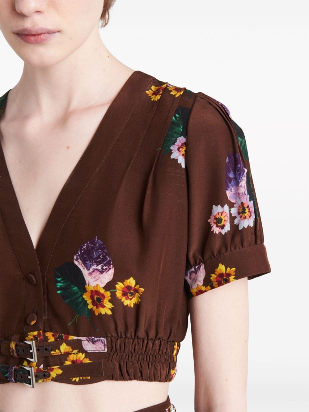 floral-print cropped top - 4