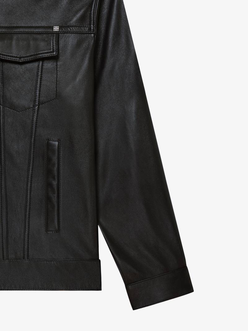 CLASSIC FIT TRUCKER JACKET IN NAPPA LEATHER WITH HOOD 6