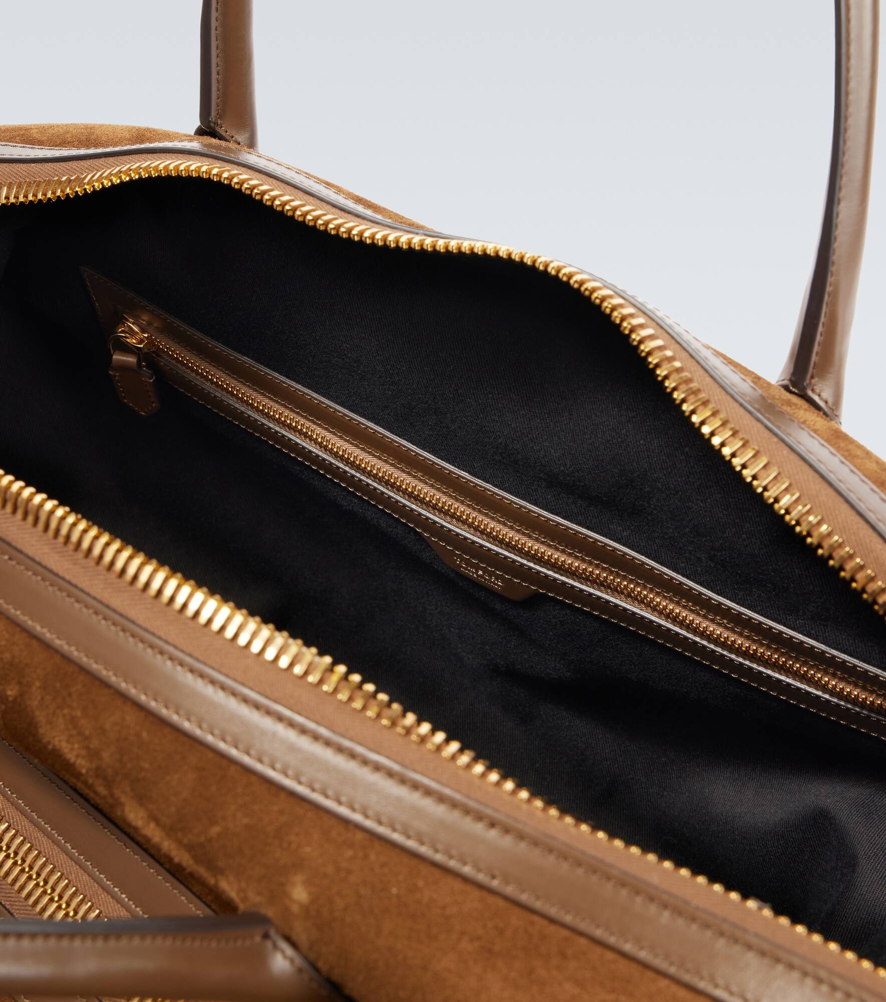 Leather-trimmed suede duffel bag - 4