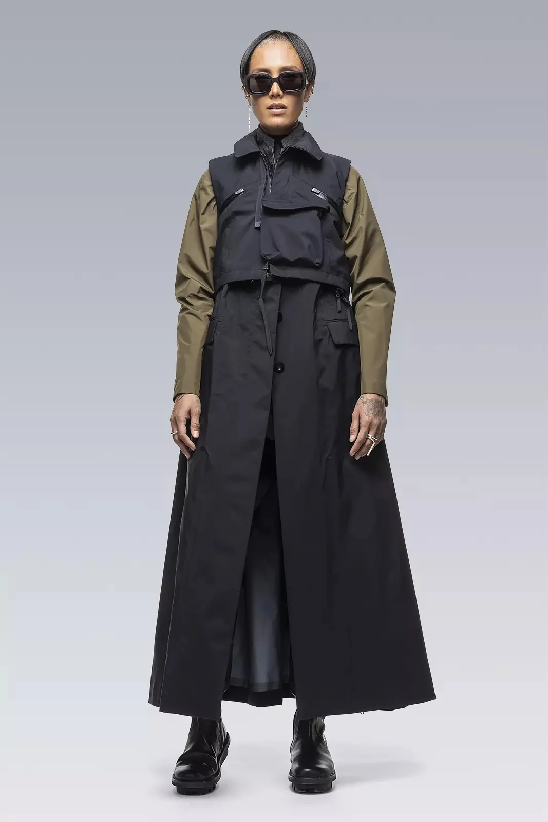 ACRONYM SAC-J6010 sacai / ACRONYM Trench Dress Black | REVERSIBLE