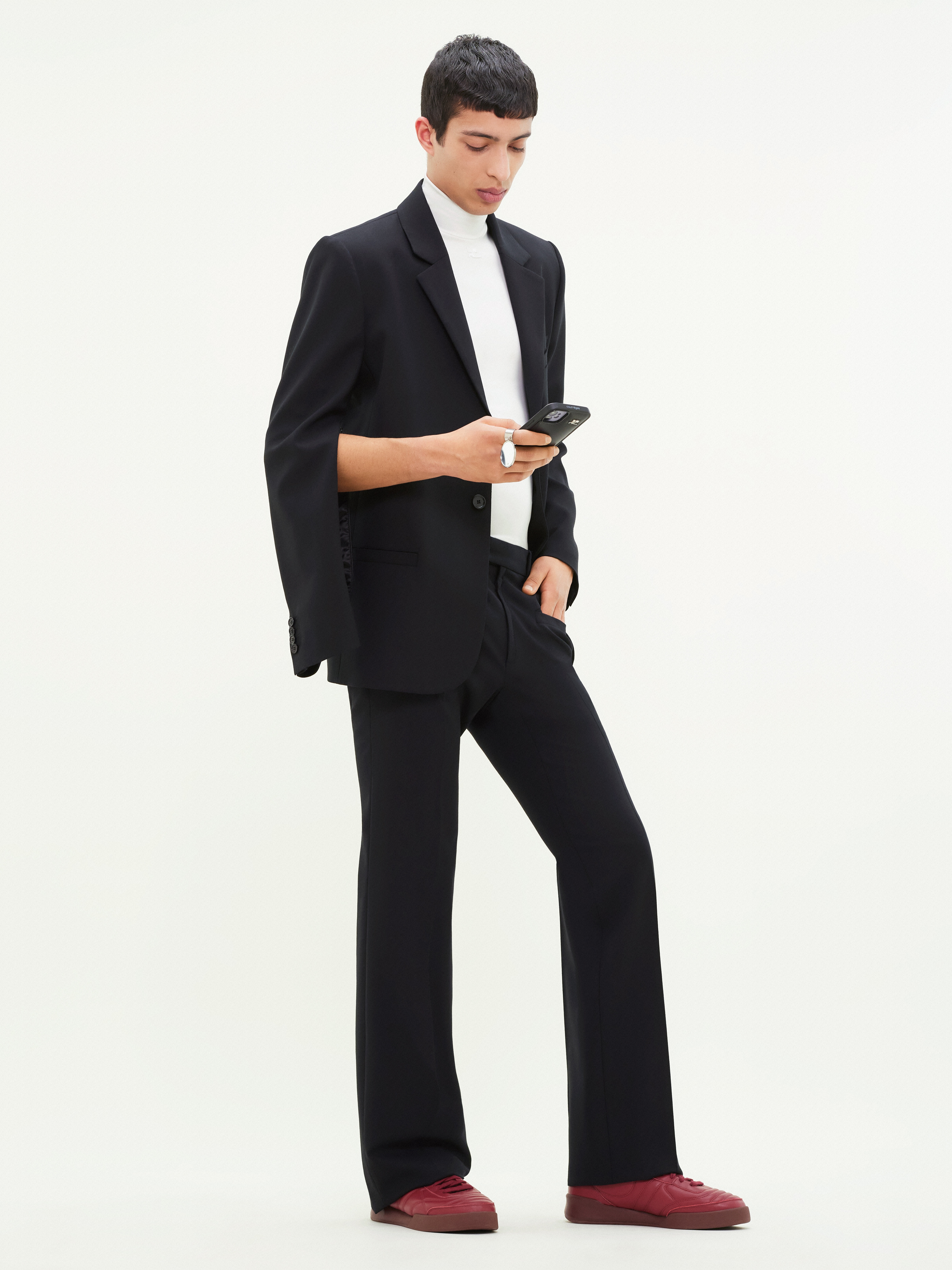 ZIPPED SLEEVES WOOL TAILORED JACKET - 3