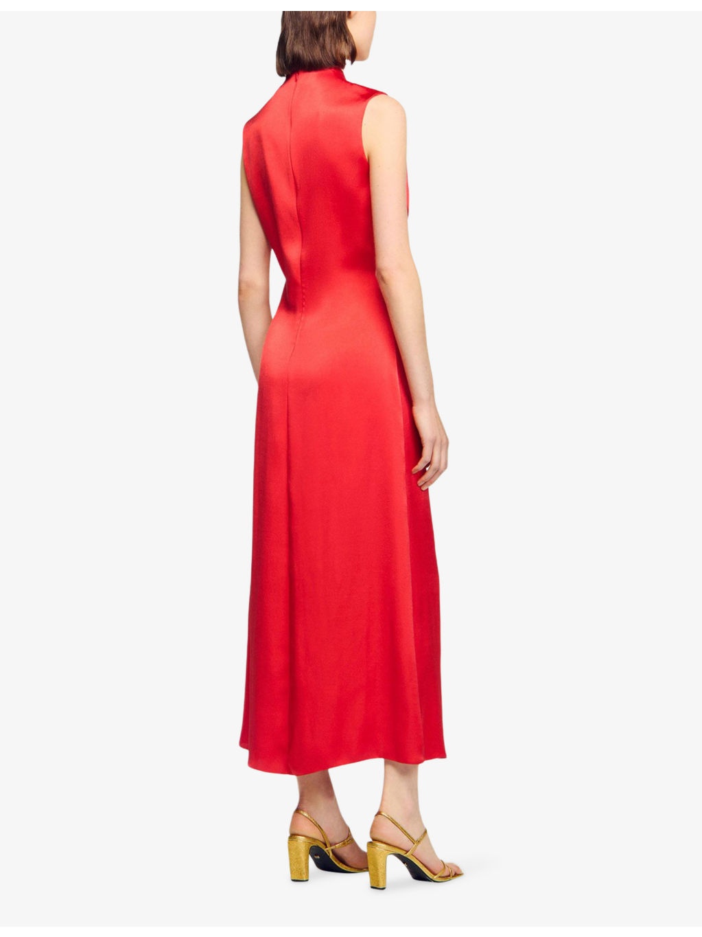 Cut-out draped satin midi dress - 4