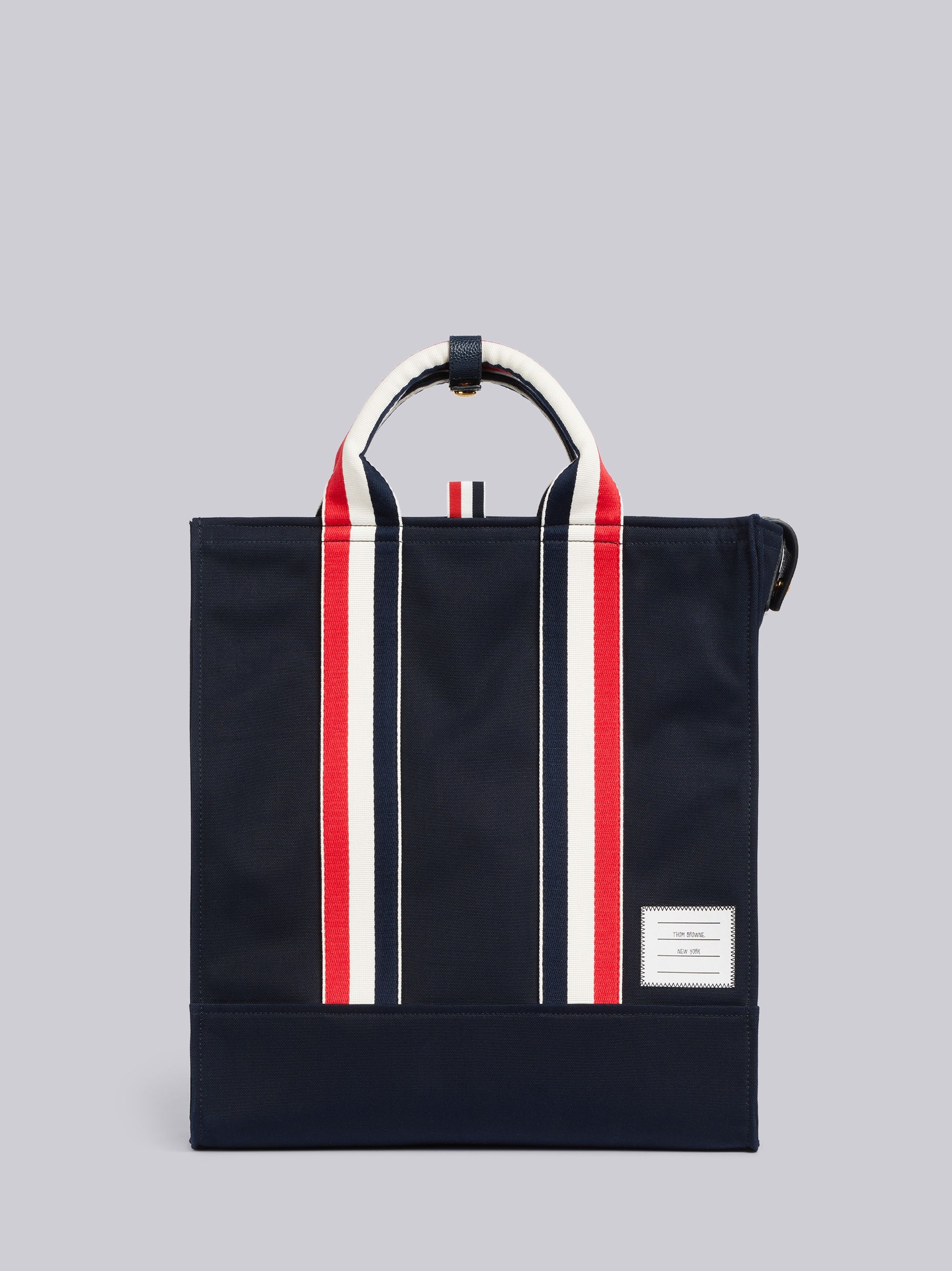 Navy Canvas Interlock Backing Lined Tote - 1