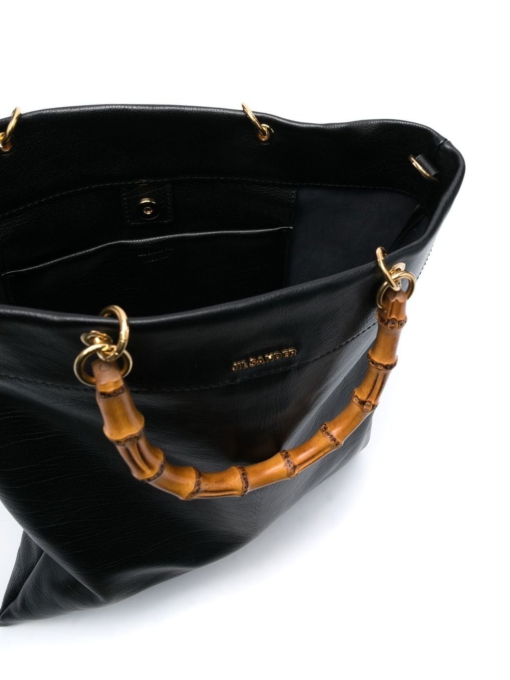bamboo-handle leather tote bag - 5