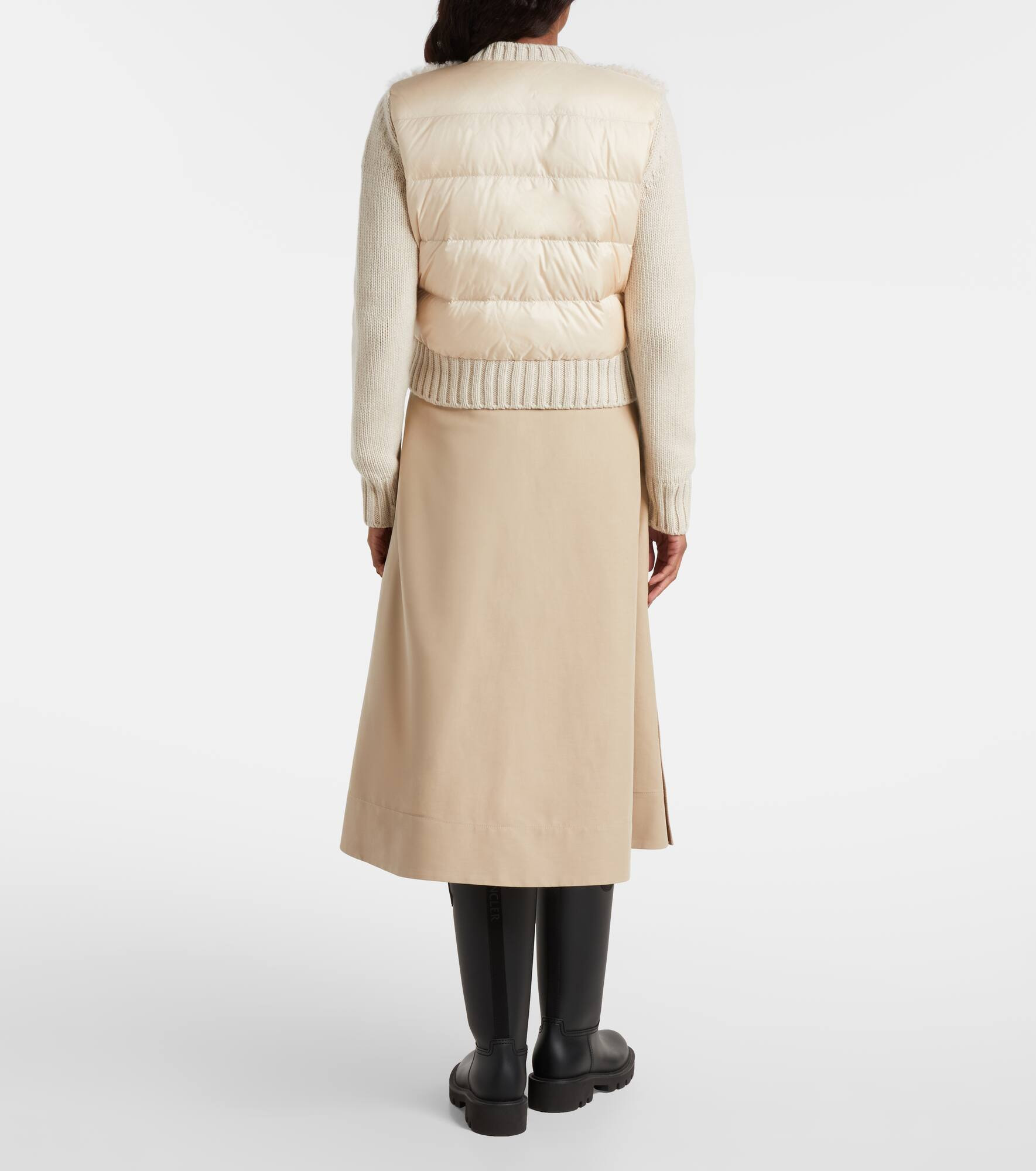 Down-paneled wool and teddy cardigan - 3