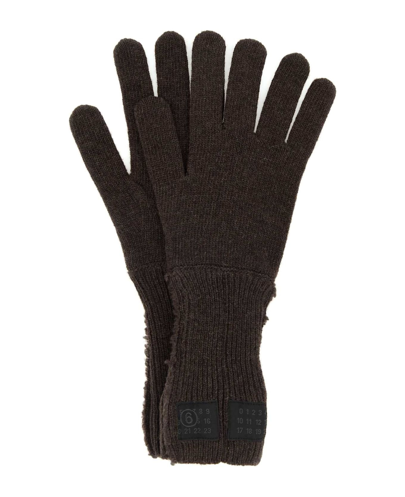 Dark Brown Wool Blend Gloves - 1