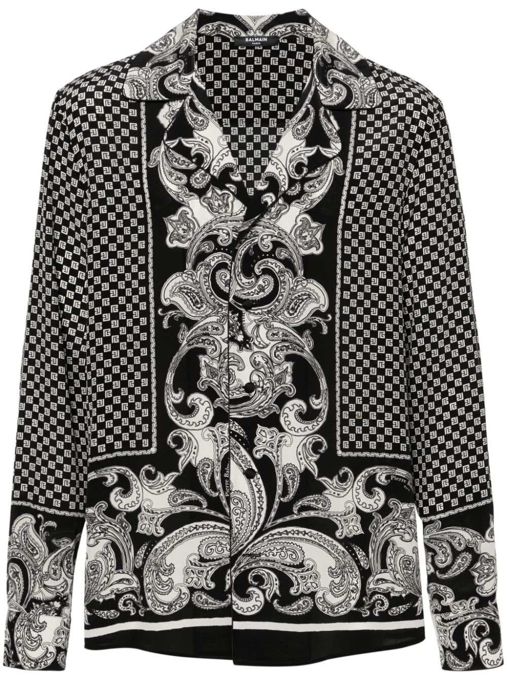 monogram-print silk shirt - 1