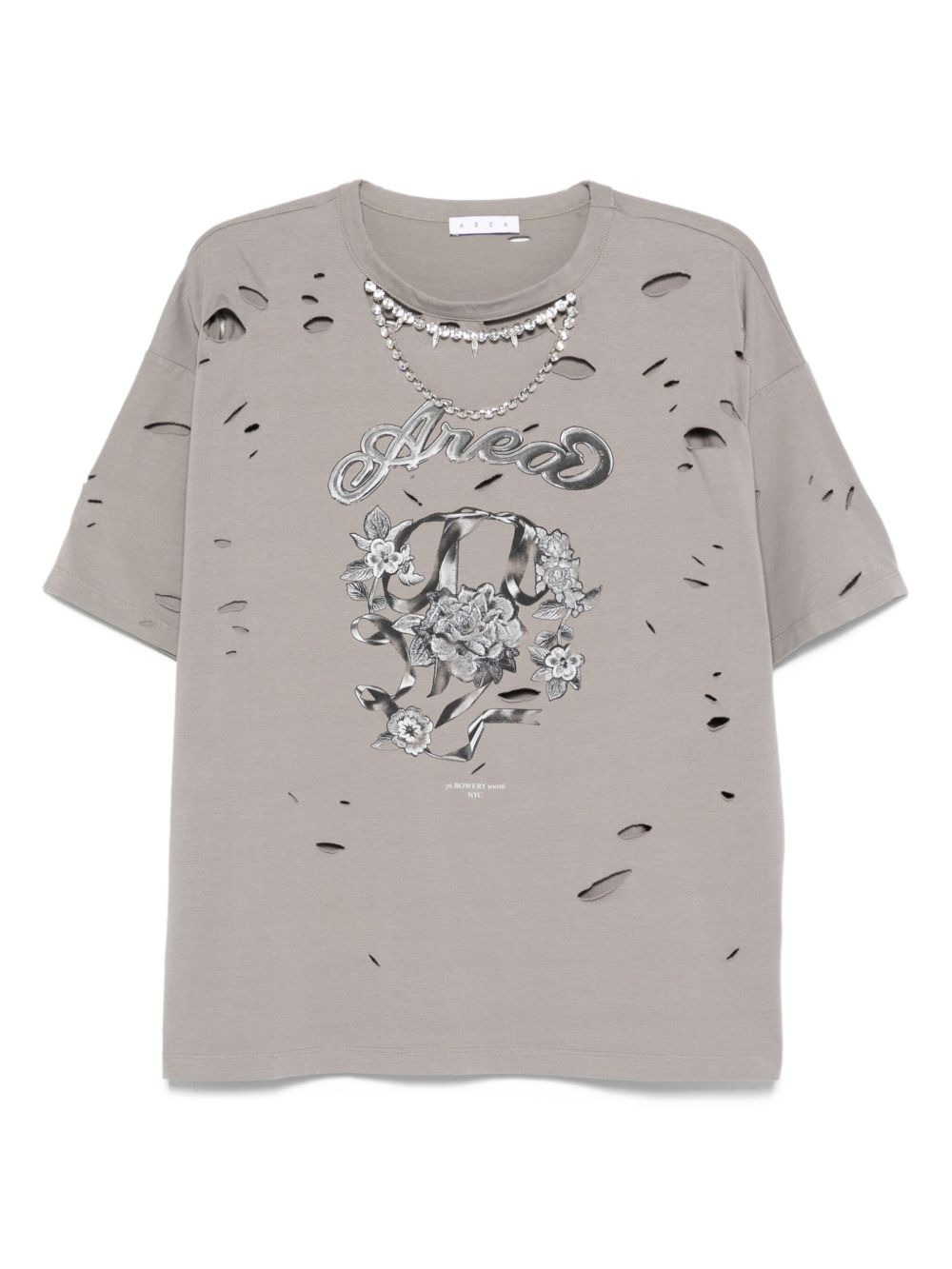 embellished distressed T-shirt - 1