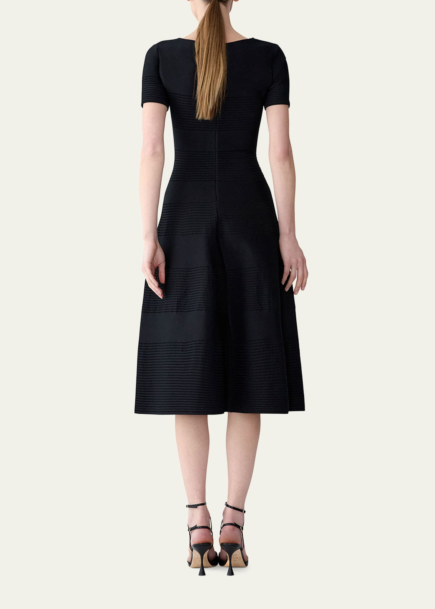 Crystal Bow V-Neck Flare Dress - 3