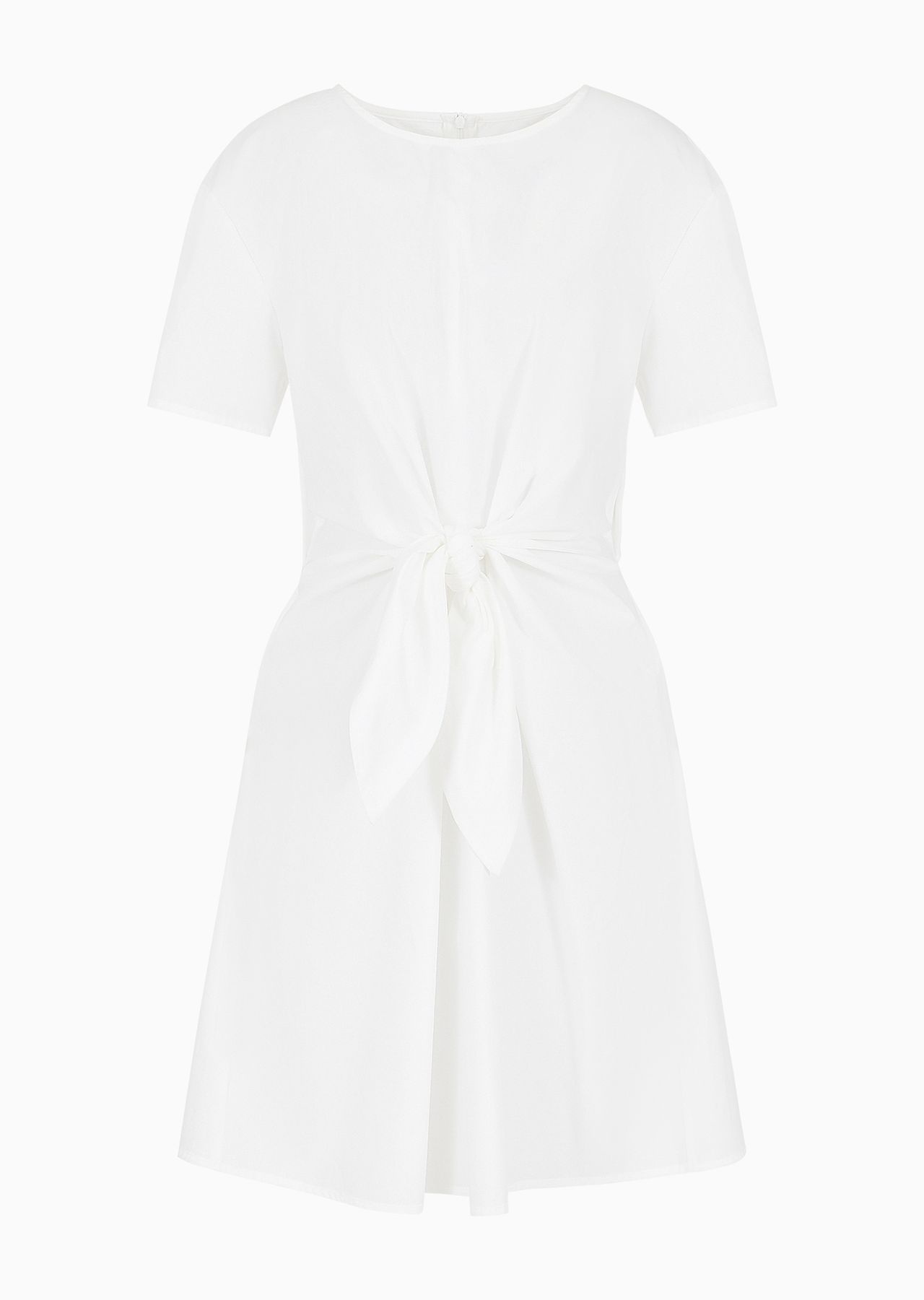 Short-sleeved poplin shirt dress with sash - 1