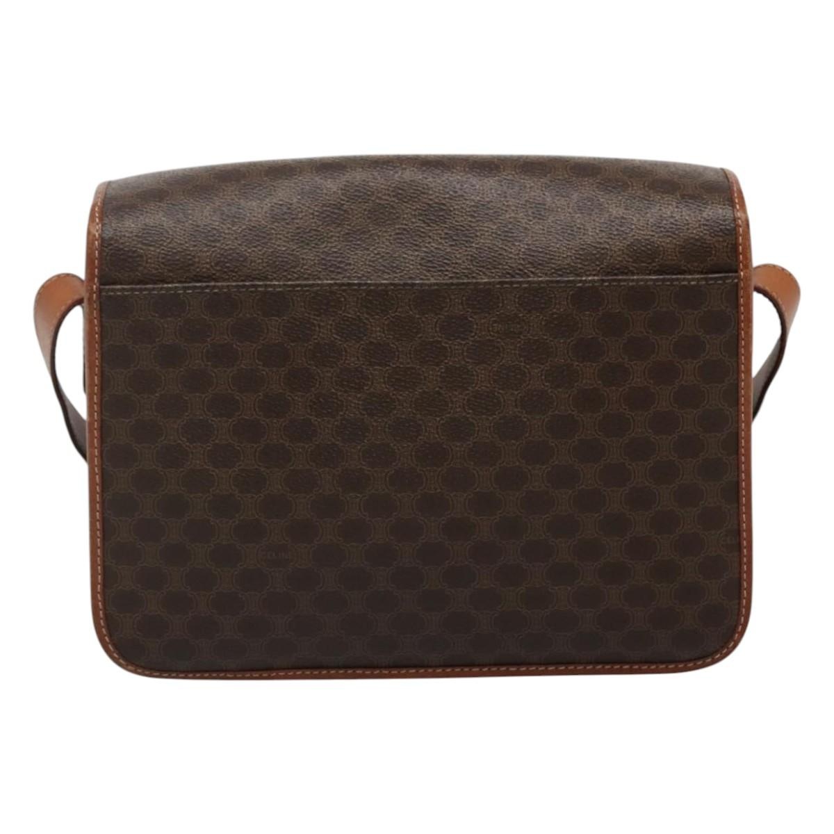 CELINE Macadam Canvas Shoulder Bag Pvc Leather Brown - 3