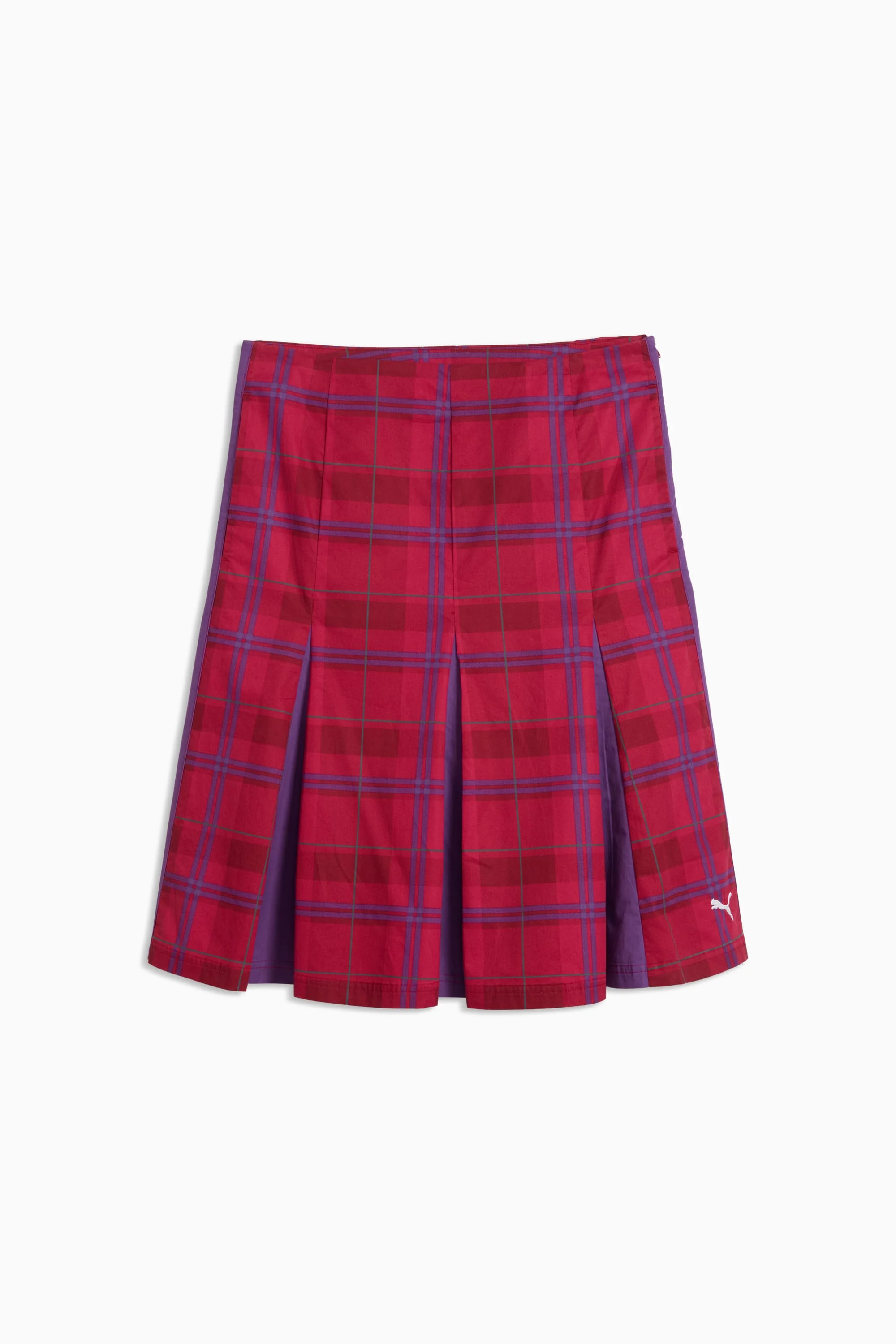 T7 Women's Pleated Tartan Midi Skirt - 1