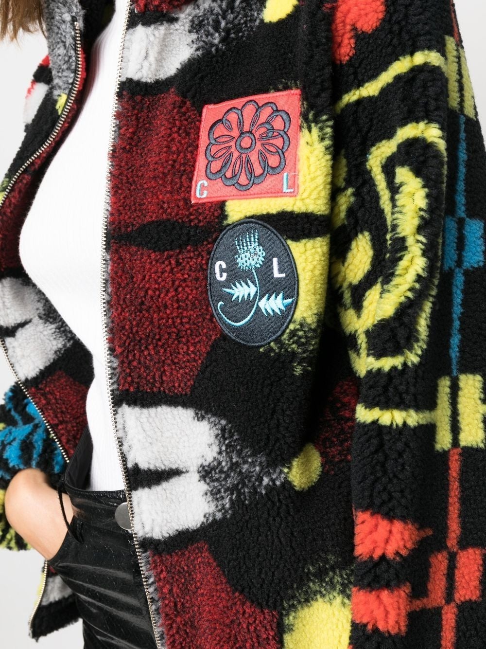 abstract-print zip-up bomber jacket - 5