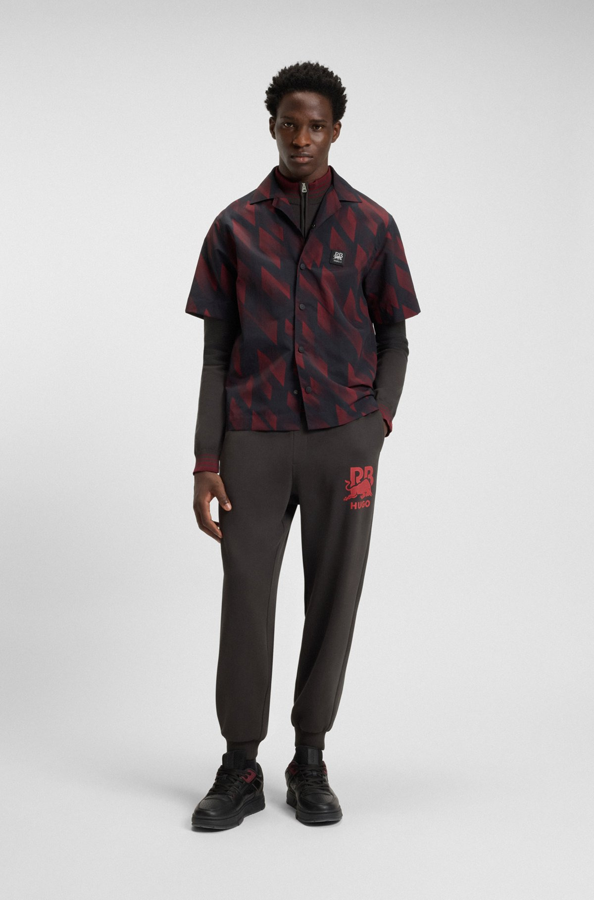 HUGO X RB ZIP-NECK SWEATER WITH CONTRAST TIPPING STRIPES - 4