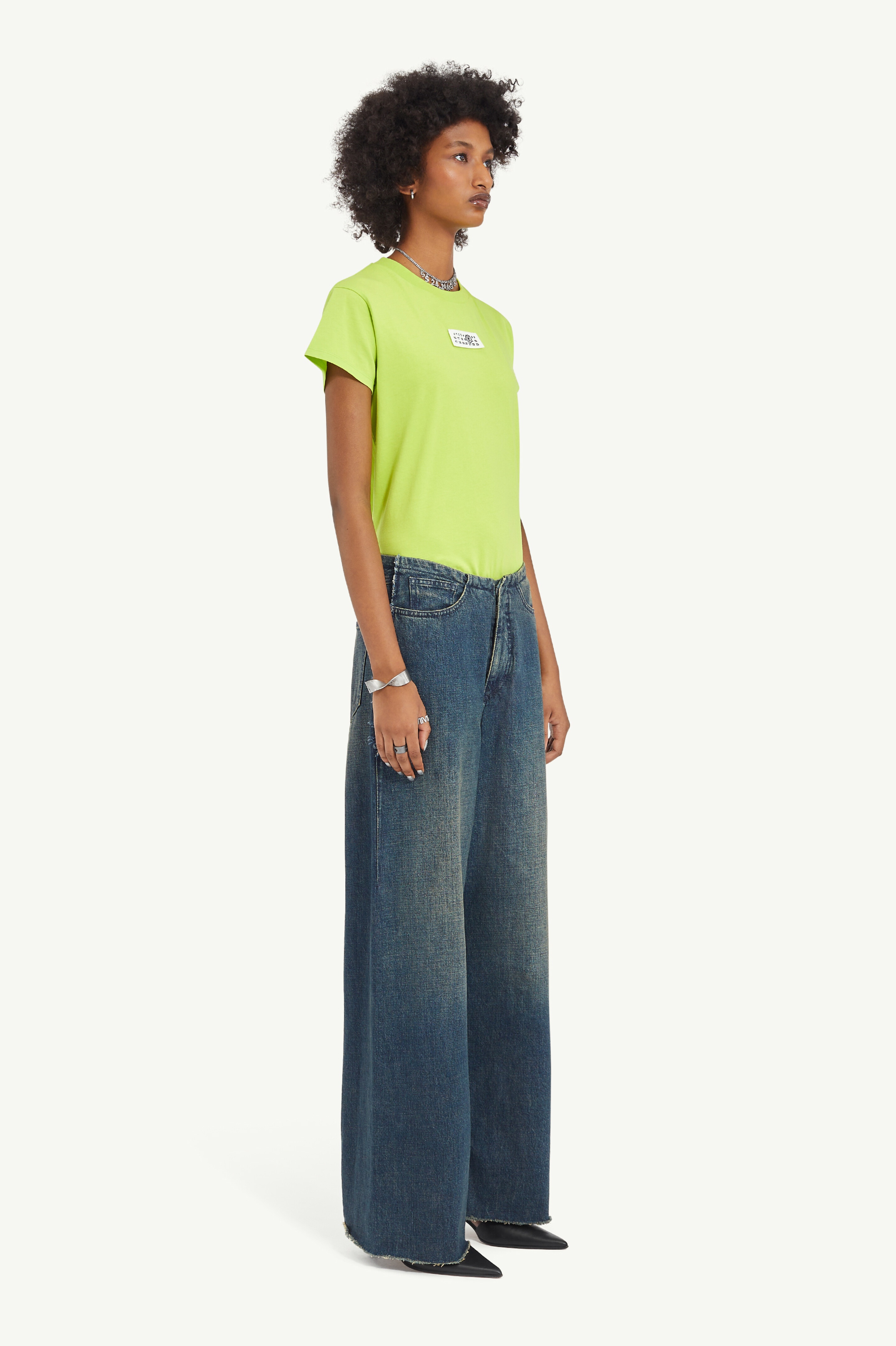 Wide Leg Blue Denim 5 Pocket Trousers - 3