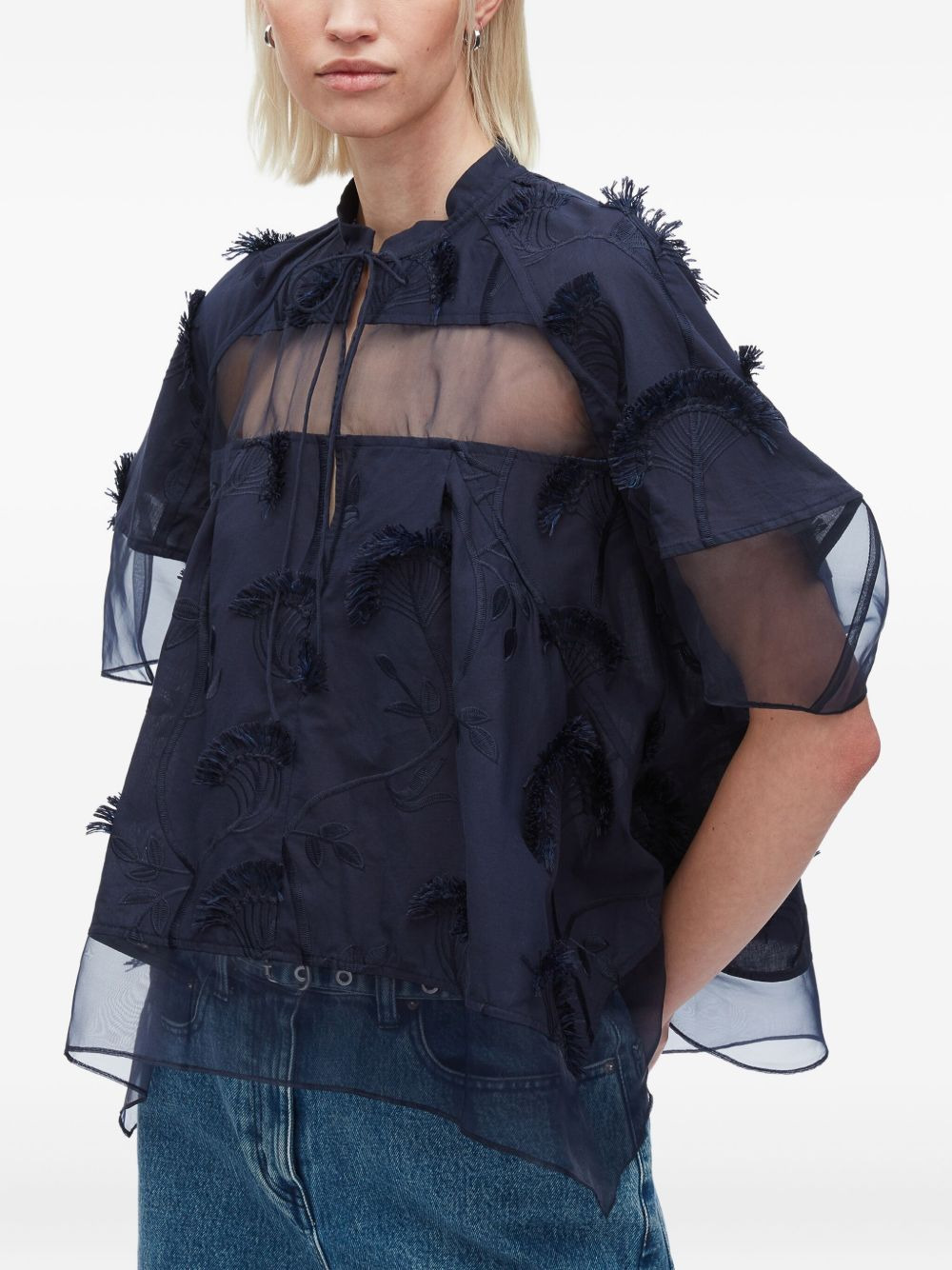 embroidered ruffled blouse - 4