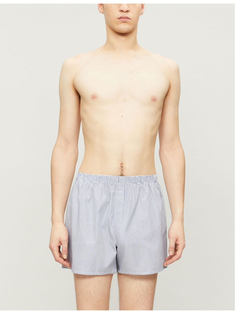 Sunspel Pinstripe relaxed-fit cotton boxer shorts outlook