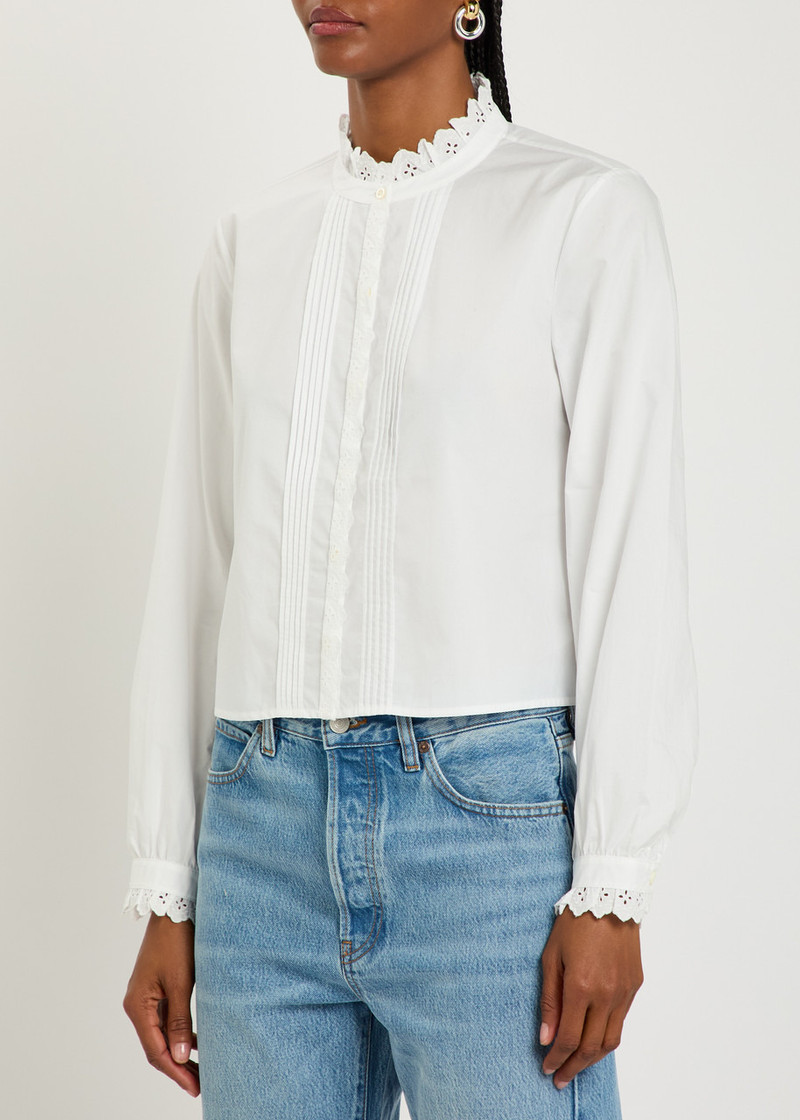 FRAME Frame The Keepsake Broderie Anglaise Cotton-poplin Blouse outlook