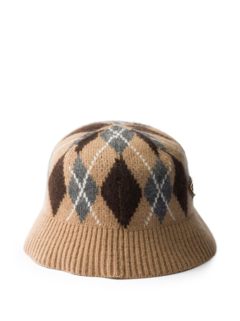 Prada argyle-knit bucket hat outlook