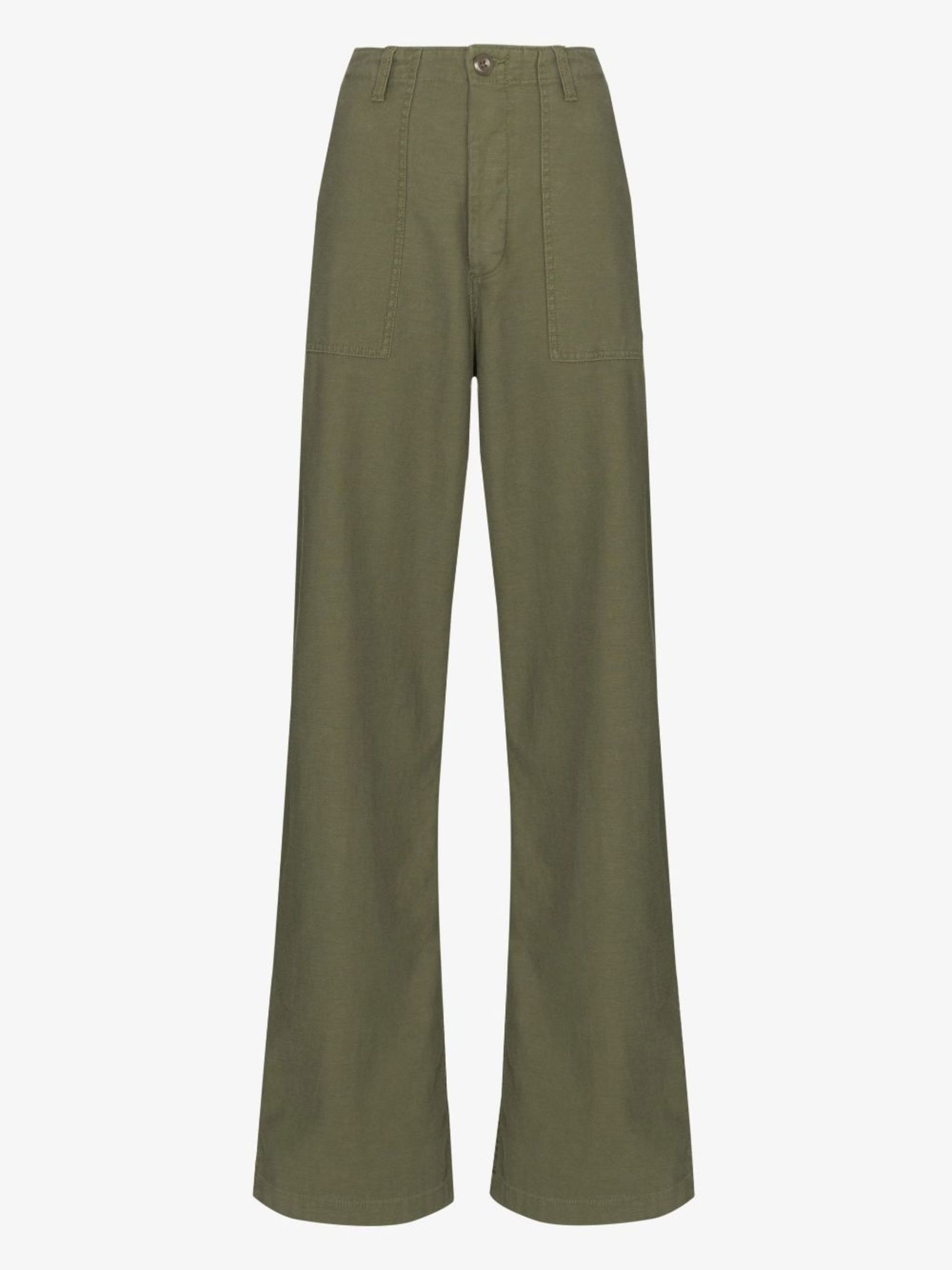 low-rise wide leg cotton trousers - 1