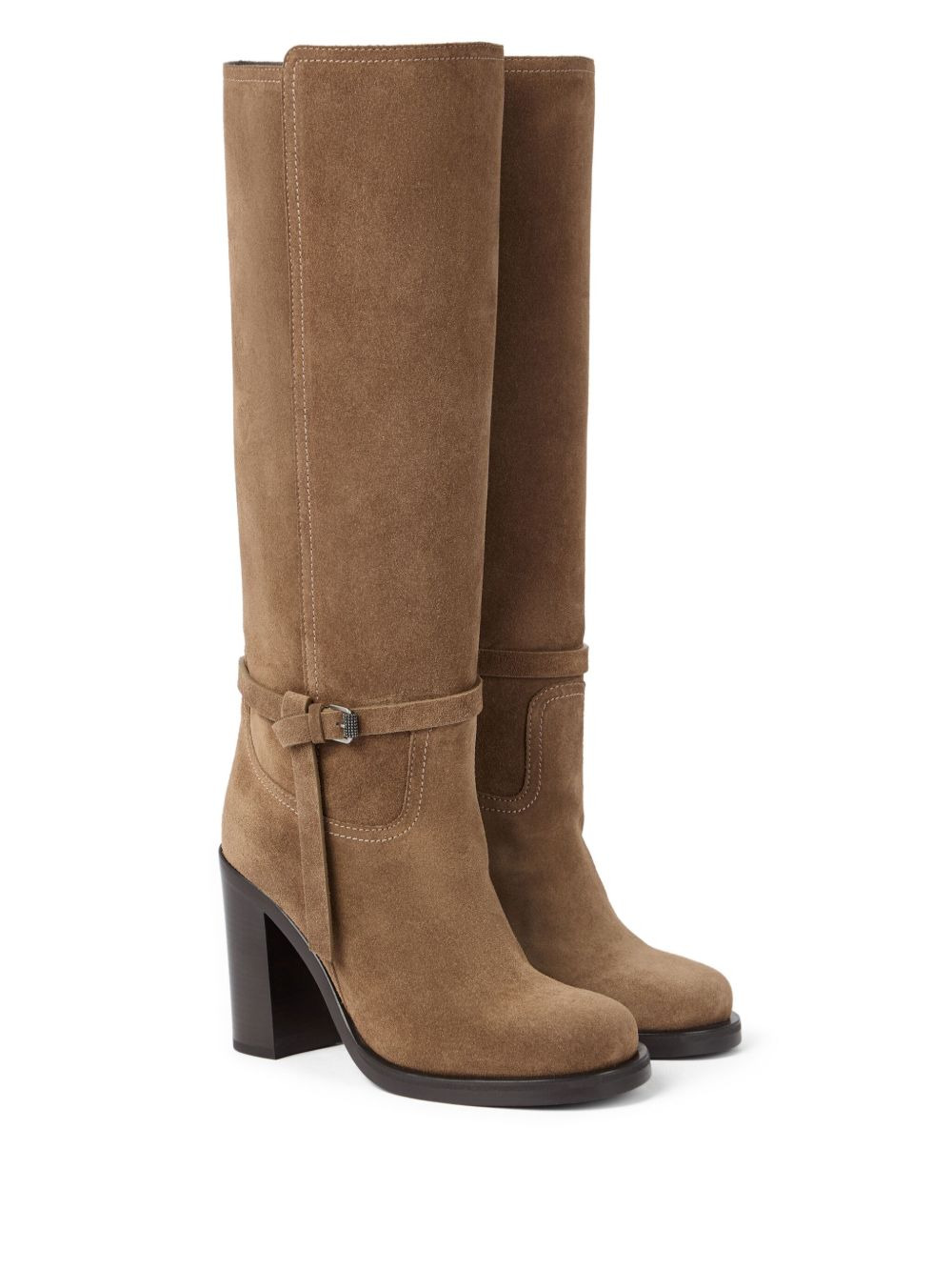 100mm buckle-strap suede boots - 3