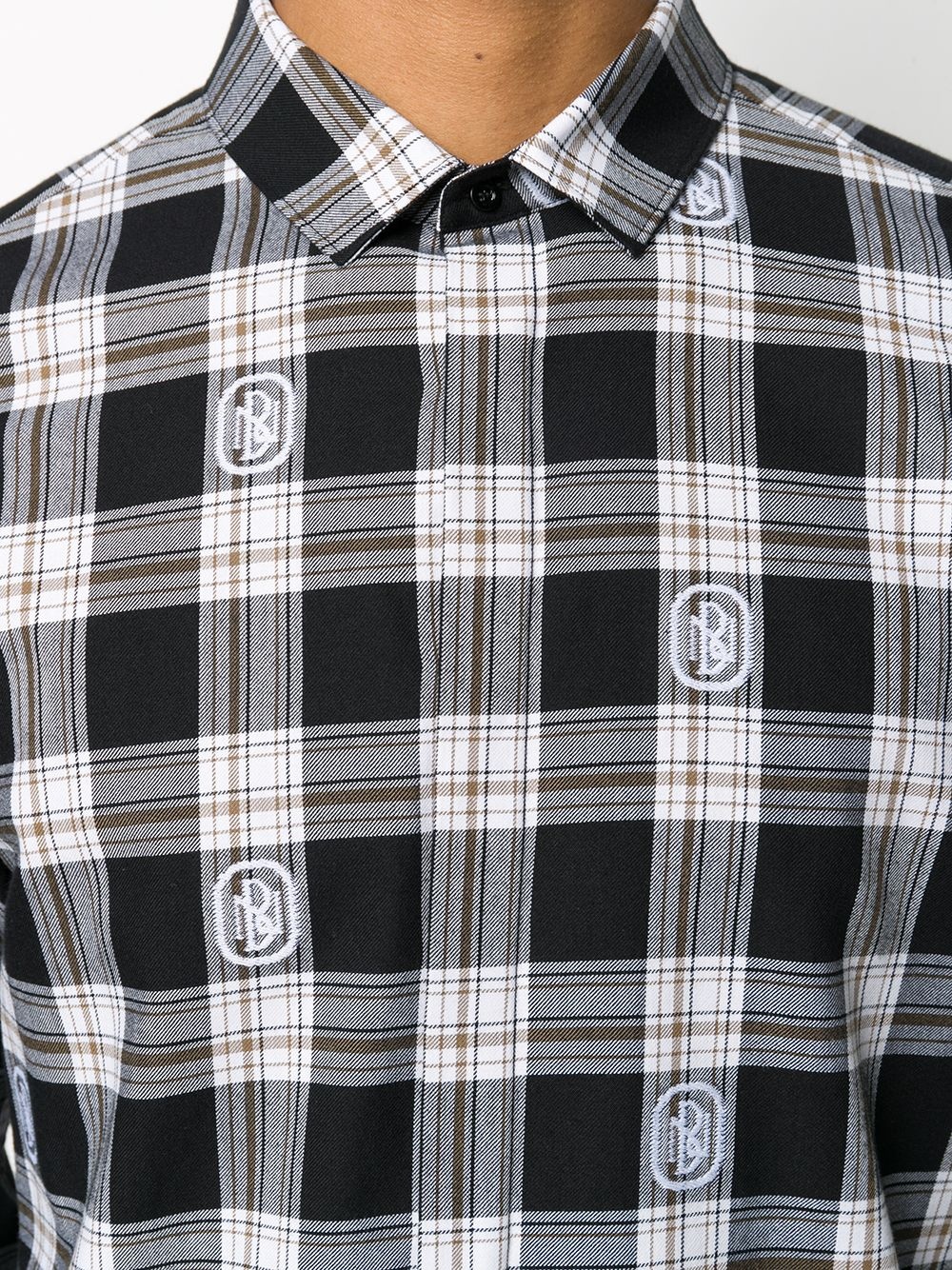 embroidered-logo checkered shirt - 5