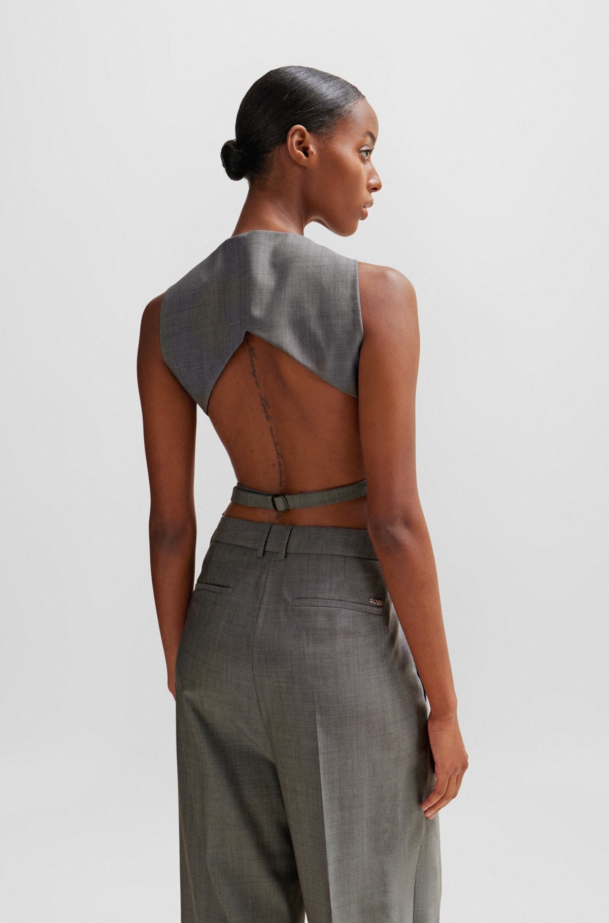OPEN-BACK SLIM-FIT WAISTCOAT IN VIRGIN WOOL - 4