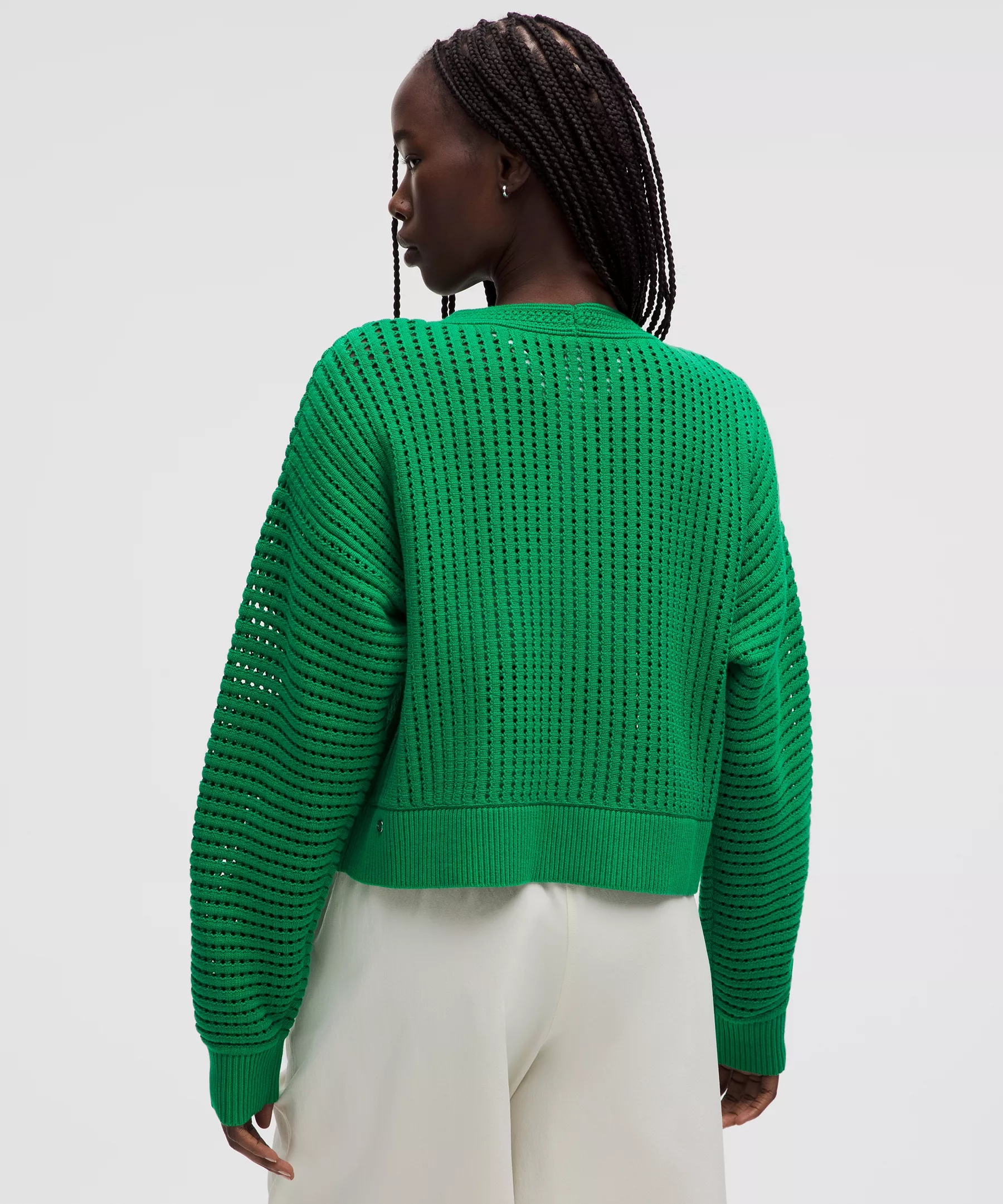 Cotton Crochet Mesh Relaxed-Fit Cardigan - 3