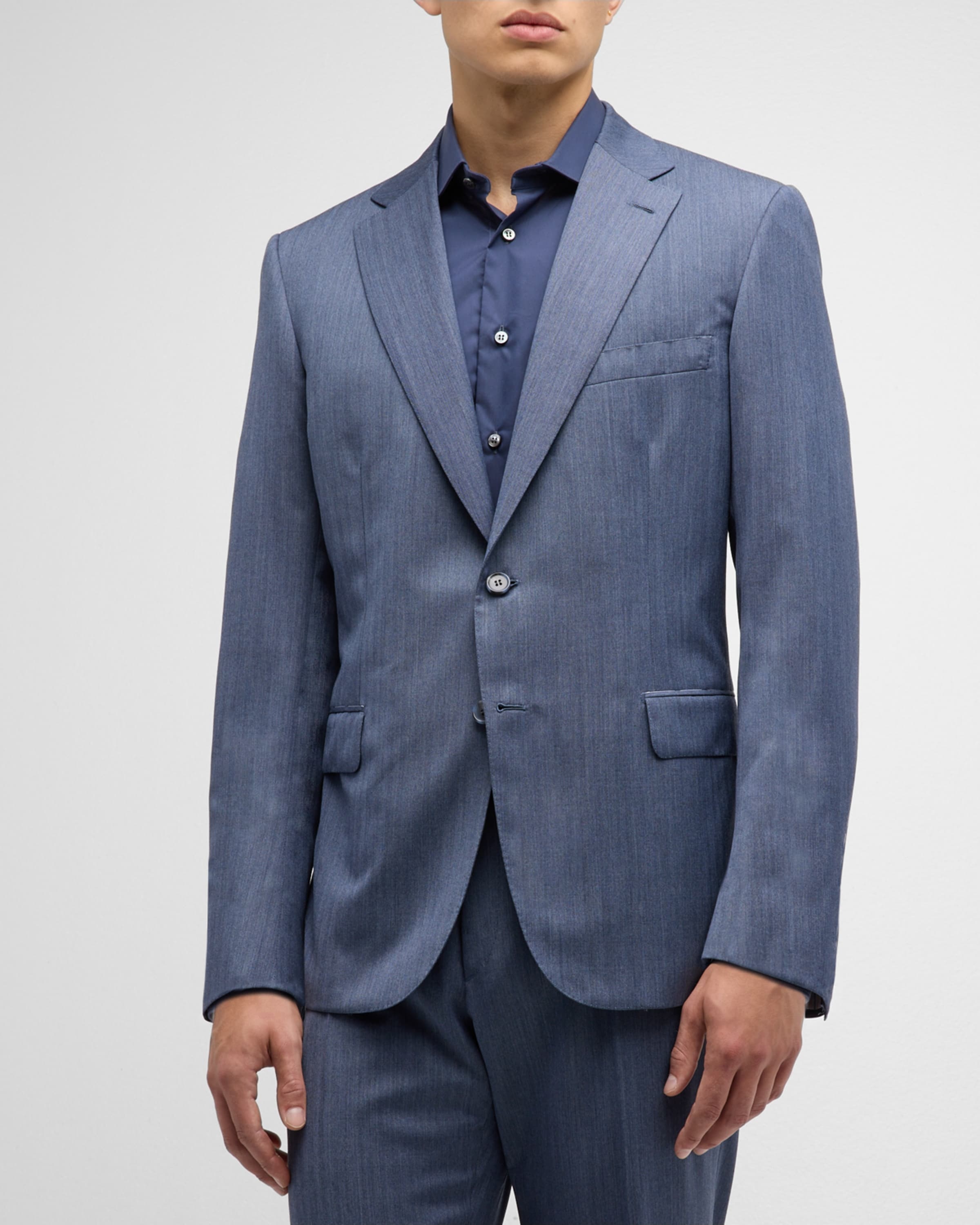 Men's Chevron Wool Suit - 3