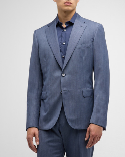 Brioni Men's Chevron Wool Suit outlook