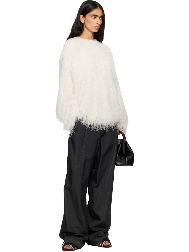 Dries Van Noten Off-White Fringed Cocoon Sweater outlook