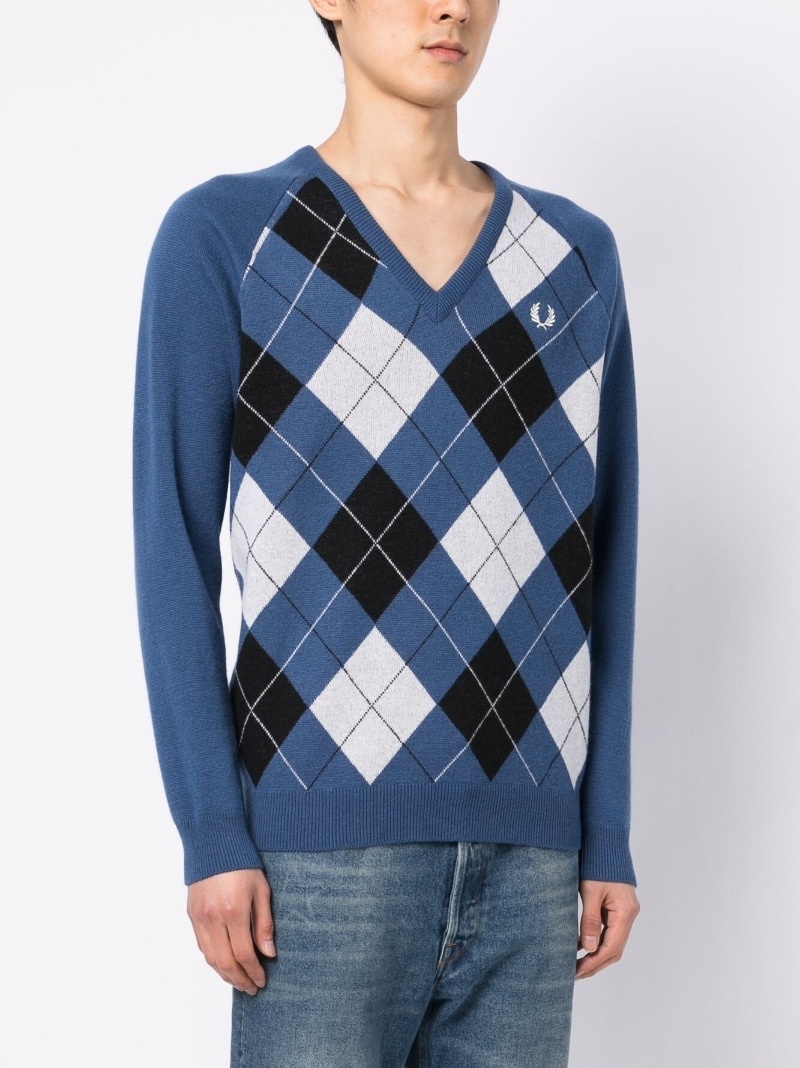 embroidered logo checked jumper - 3