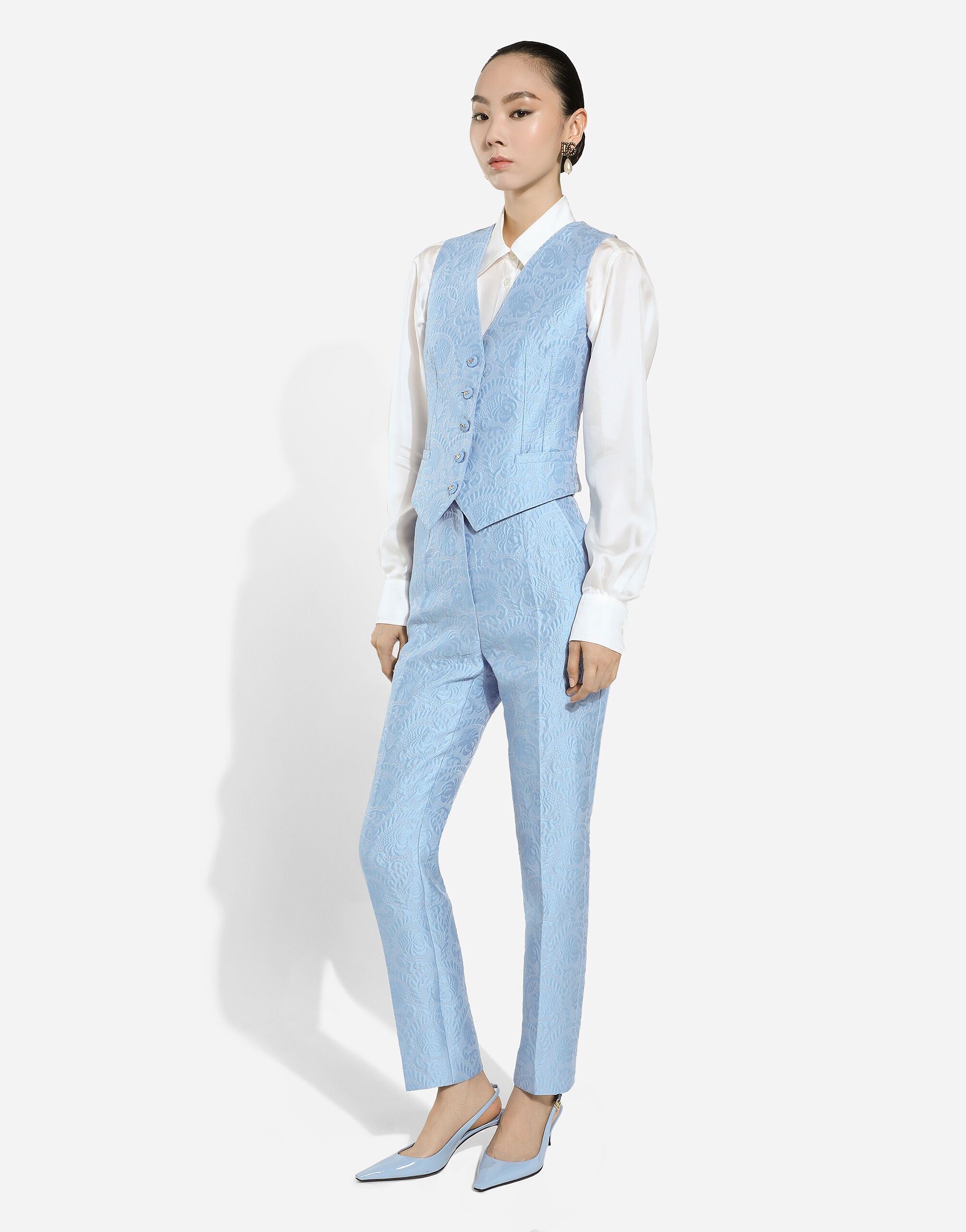 Tailored floral quilted jacquard pants - 5