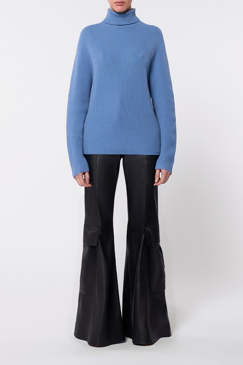GABRIELA HEARST Wigman Knit Turtleneck Sweater in Light Blue Cashmere outlook