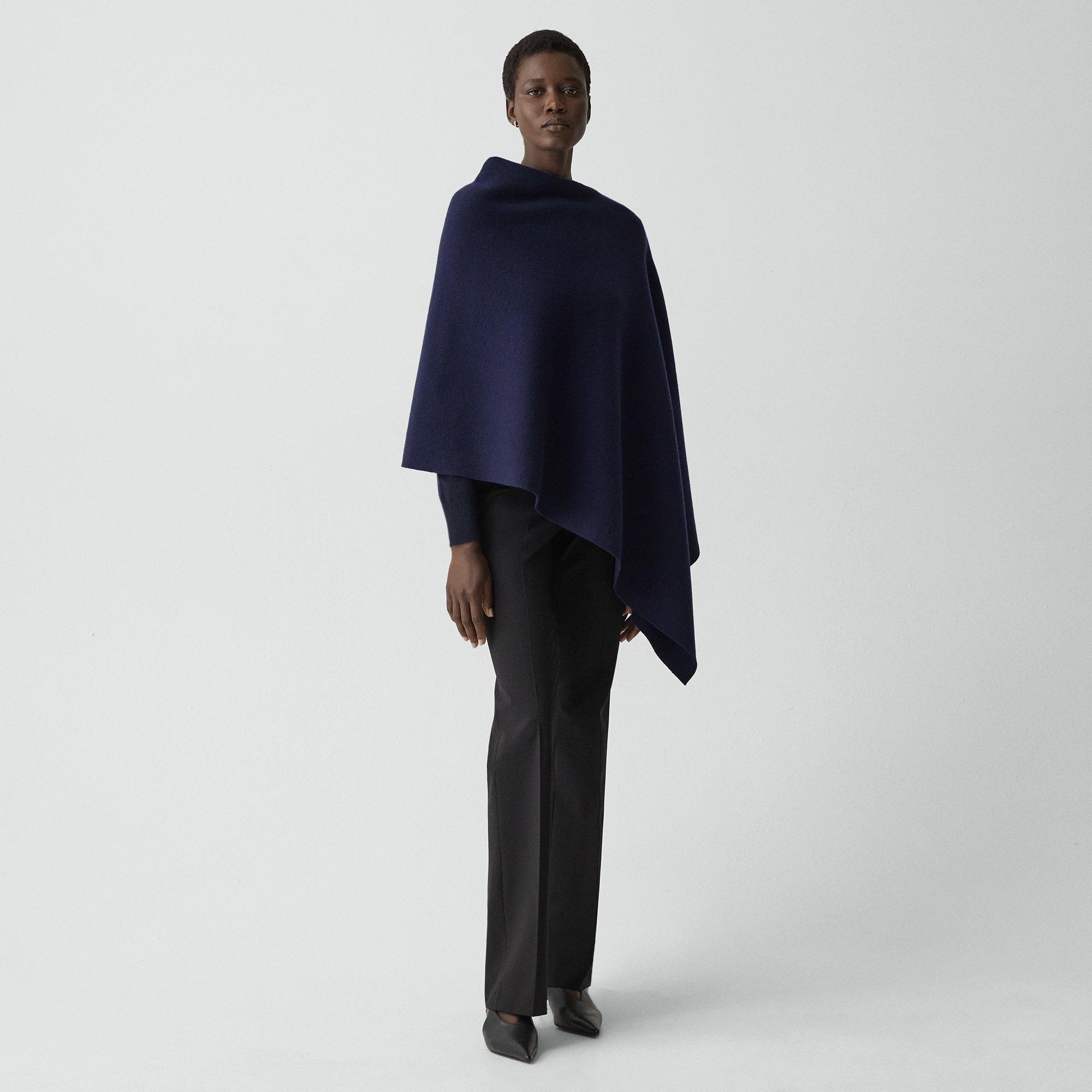 Draped Poncho in Felted Wool-Cashmere - 2