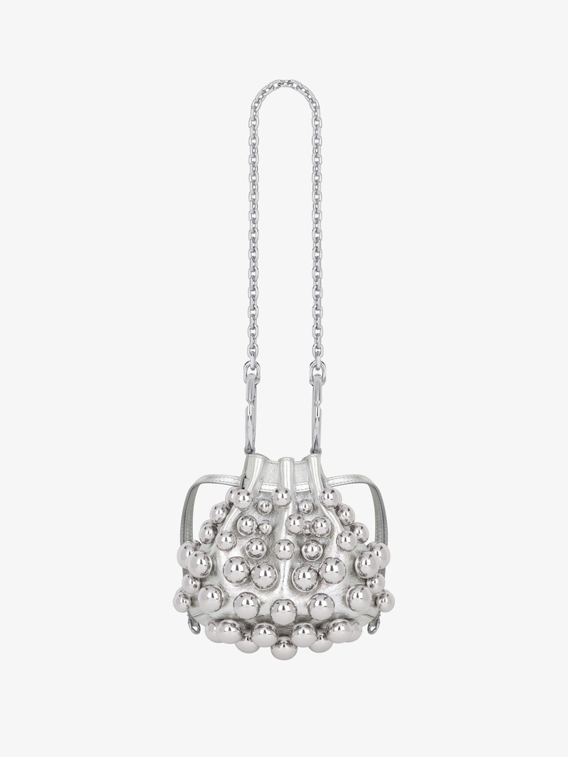 MINI PUMPKIN BAG IN LEATHER WITH EMBROIDERED PEARLS 4