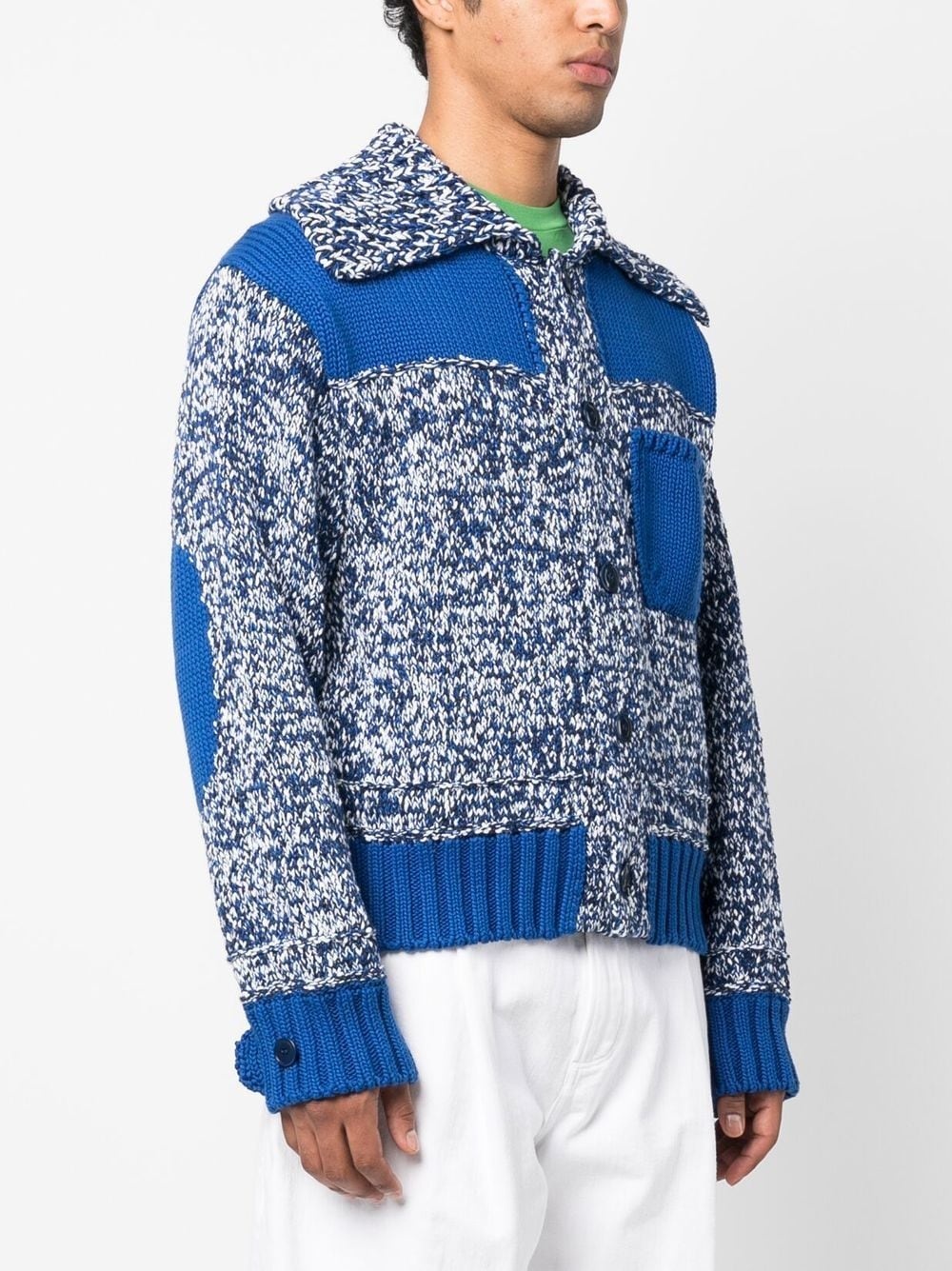 contrast-panel knitted cardigan - 4