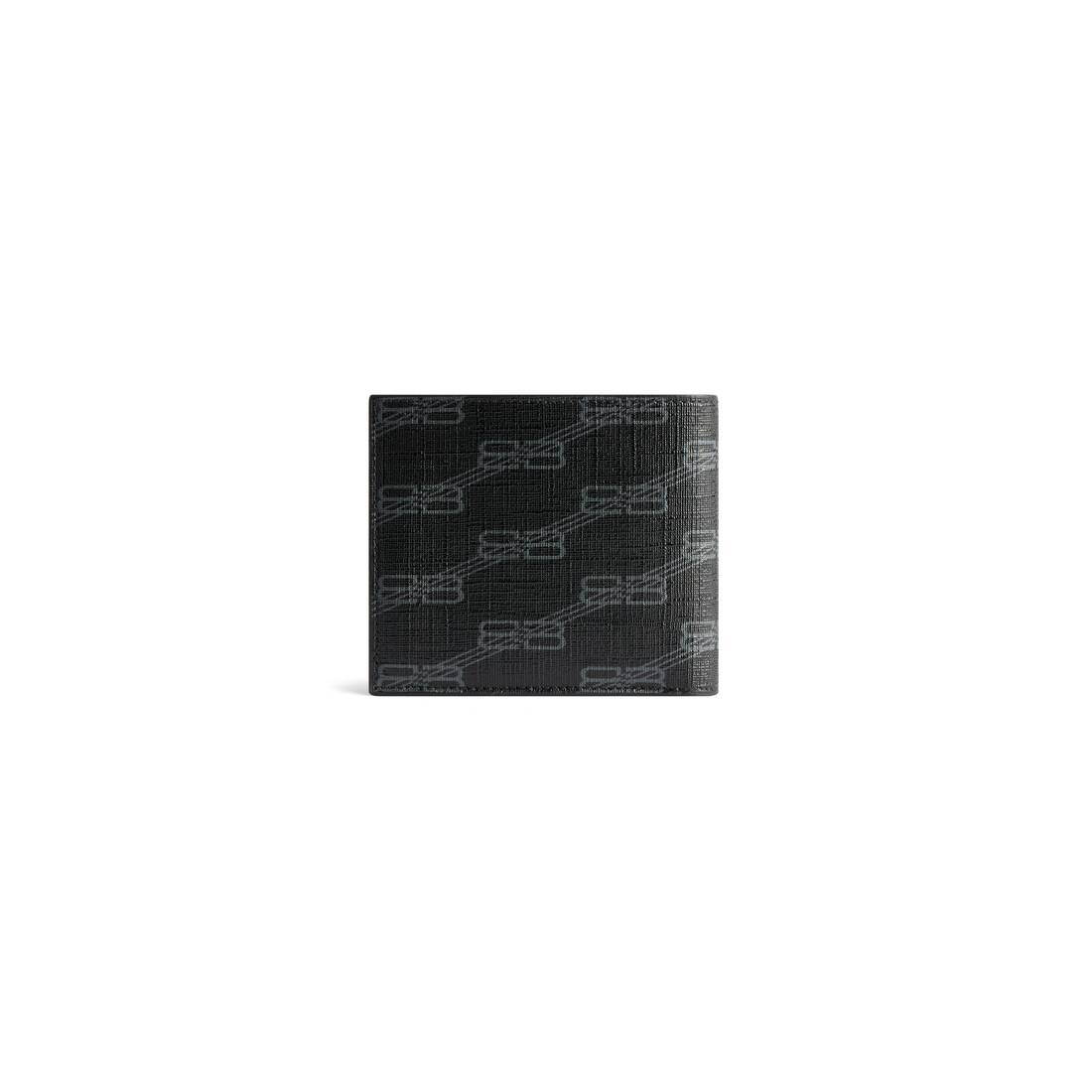Men's Signature Square Folded Coin Wallet Bb Monogram Coated Canvas in Black - 2