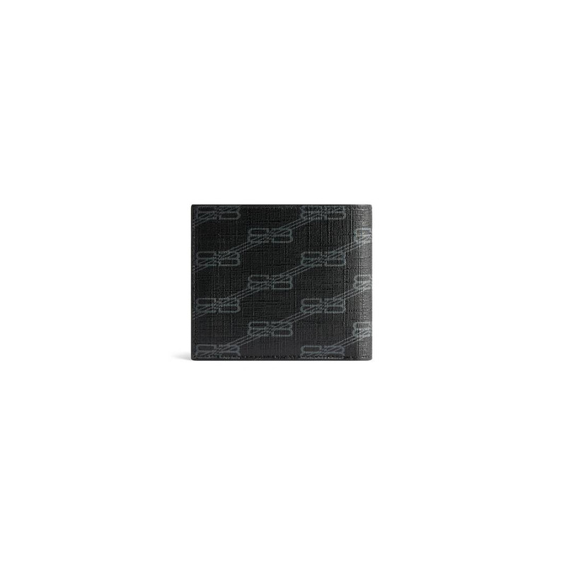 Men's Signature Square Folded Coin Wallet Bb Monogram Coated Canvas in Black 2