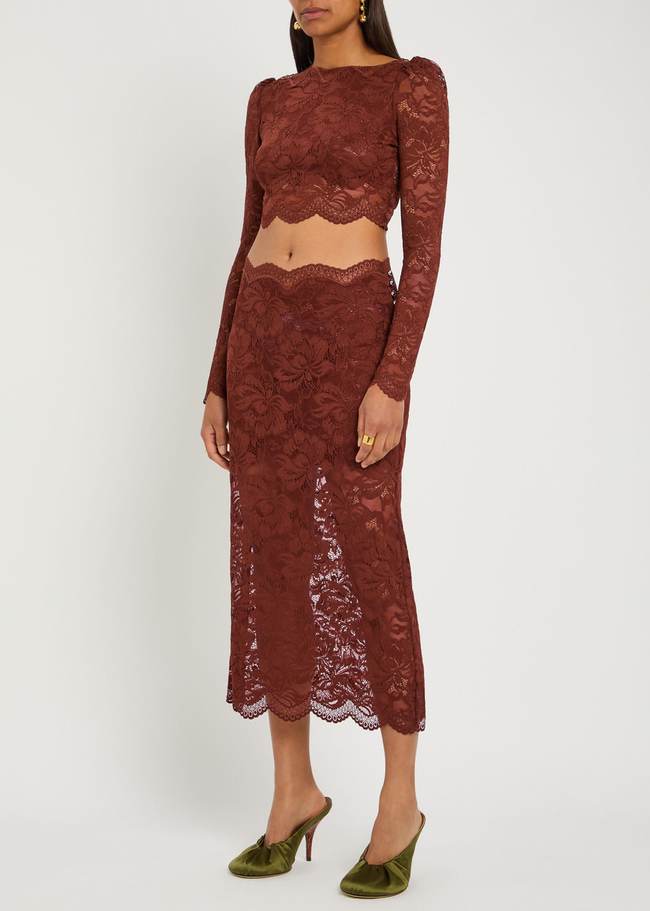 Rabanne Floral Stretch-guipure Lace Midi Skirt - 4