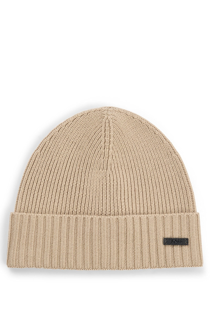 RIBBED BEANIE HAT IN MERINO WOOL 1