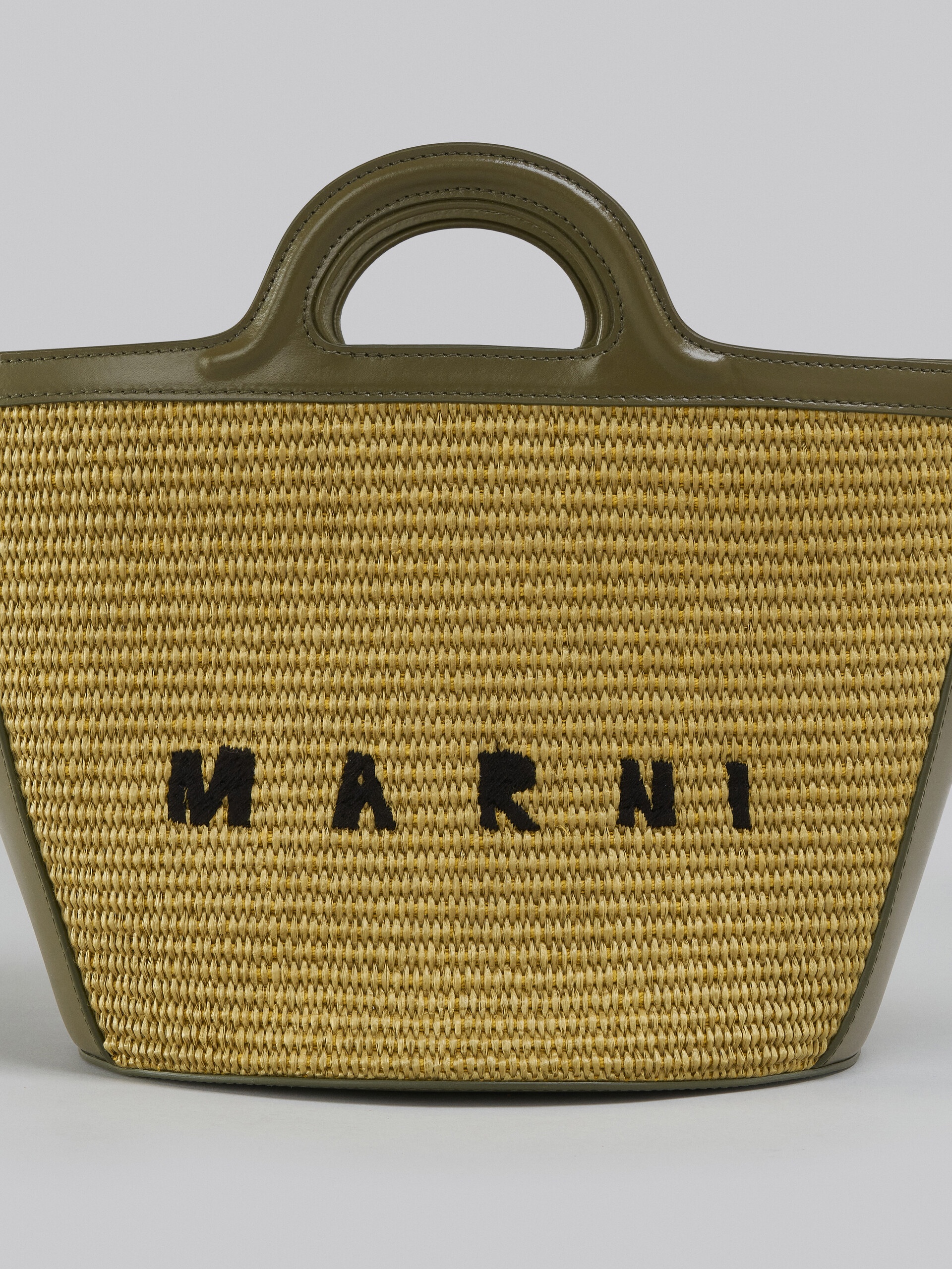TROPICALIA SMALL BAG IN OLIVE GREEN LEATHER AND RAFFIA - 5
